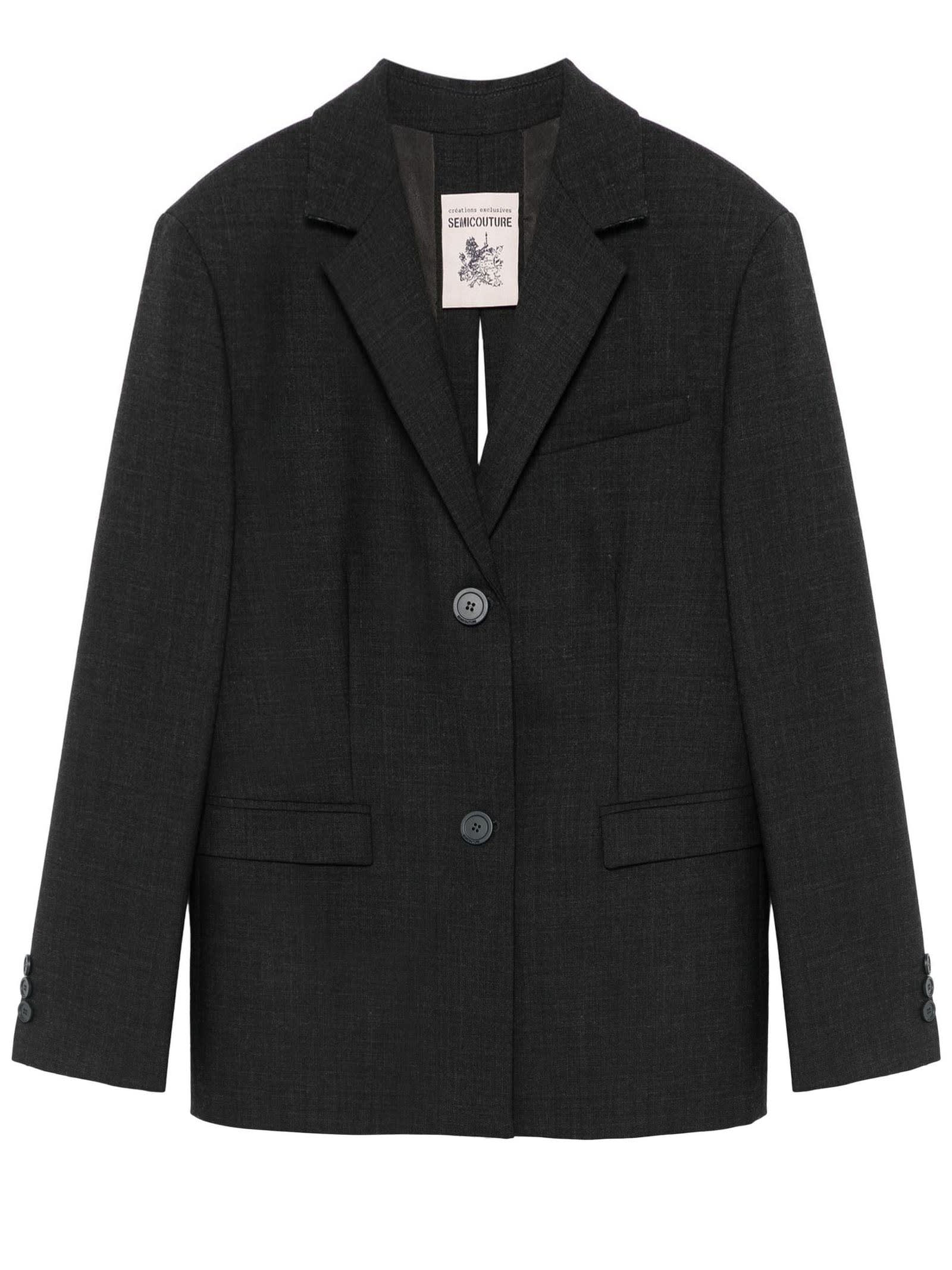 Shop Semicouture Cool Wool Jacket In Grey