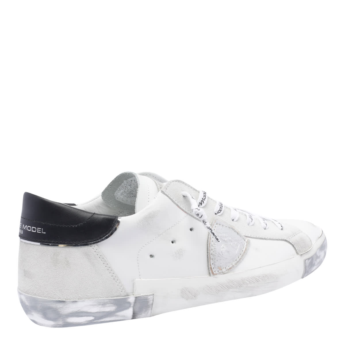Philippe Model Casual Round Toe Sneakers Logo In White