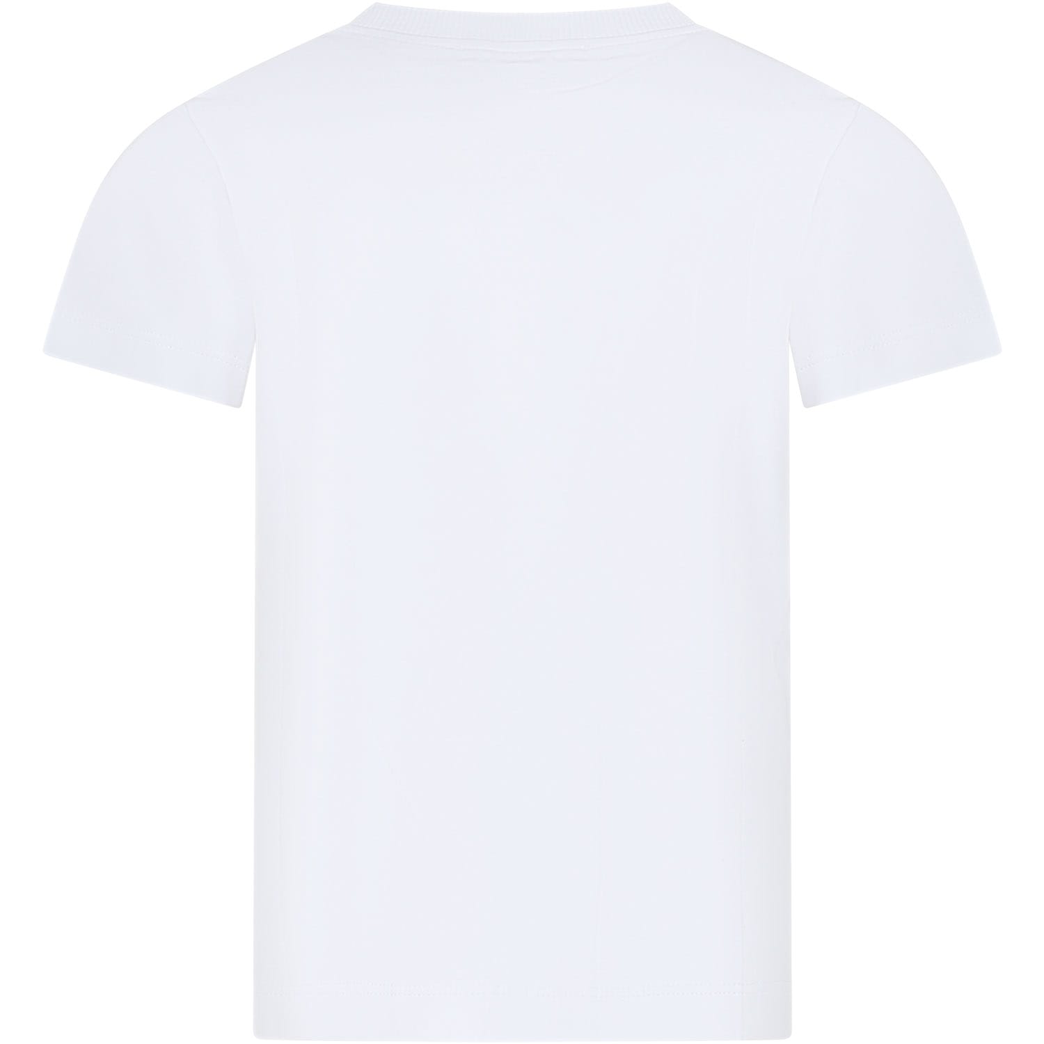 Shop Moschino White T-shirt For Girl With Logo And Red Heart In Bianco Ottico
