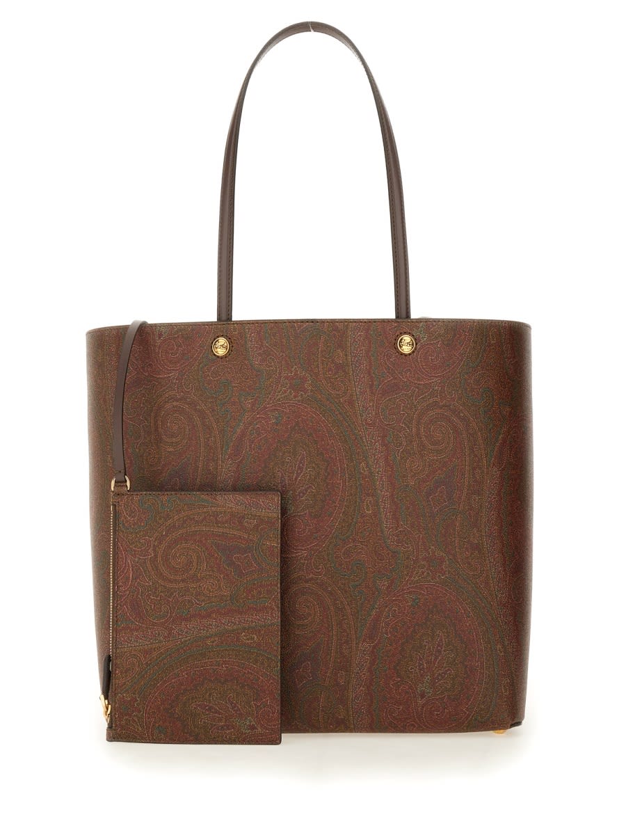 Shop Etro Paisley Patterned Shopping Bag In Brown