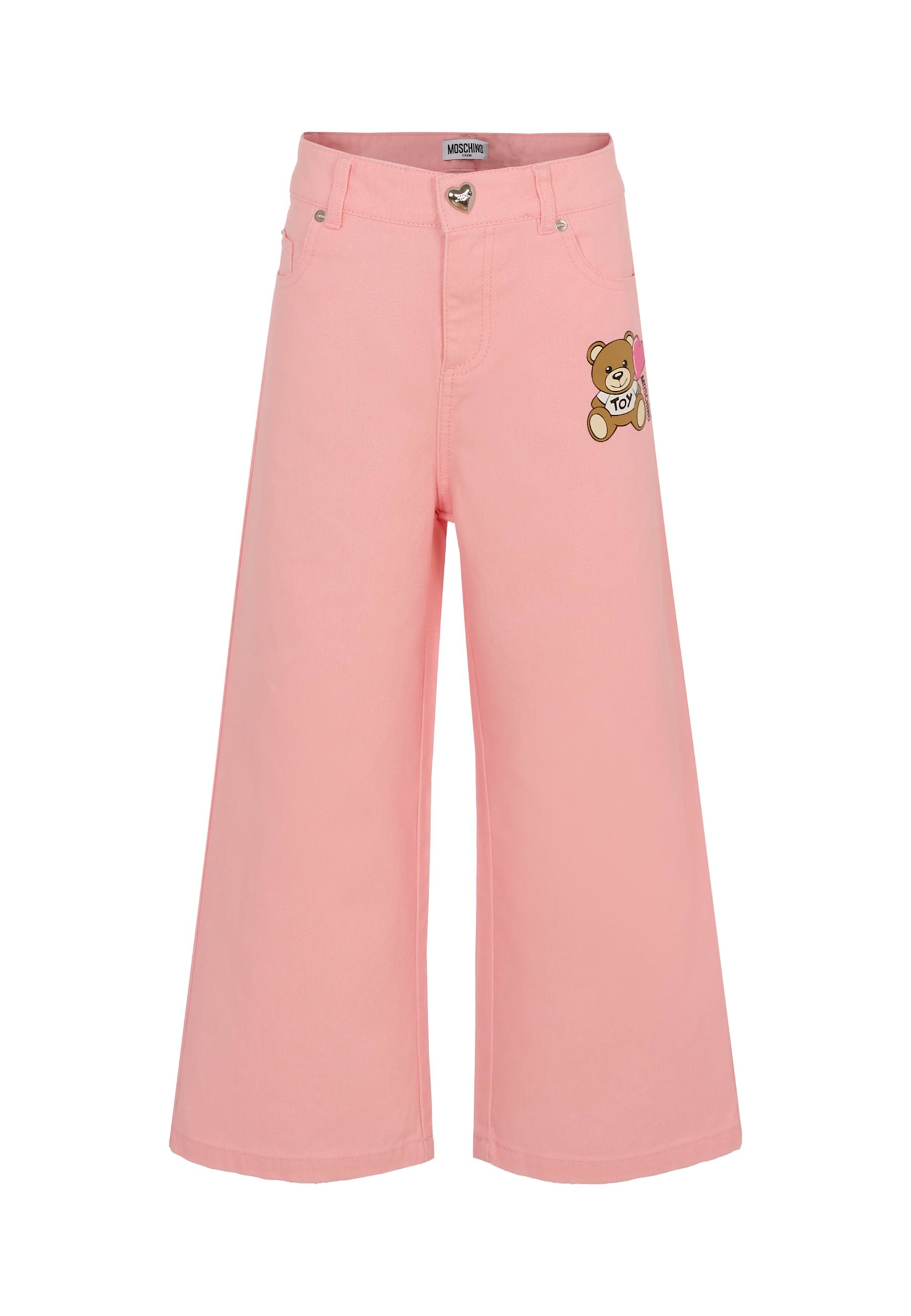 Moschino Teddy-print Jeans In Pink