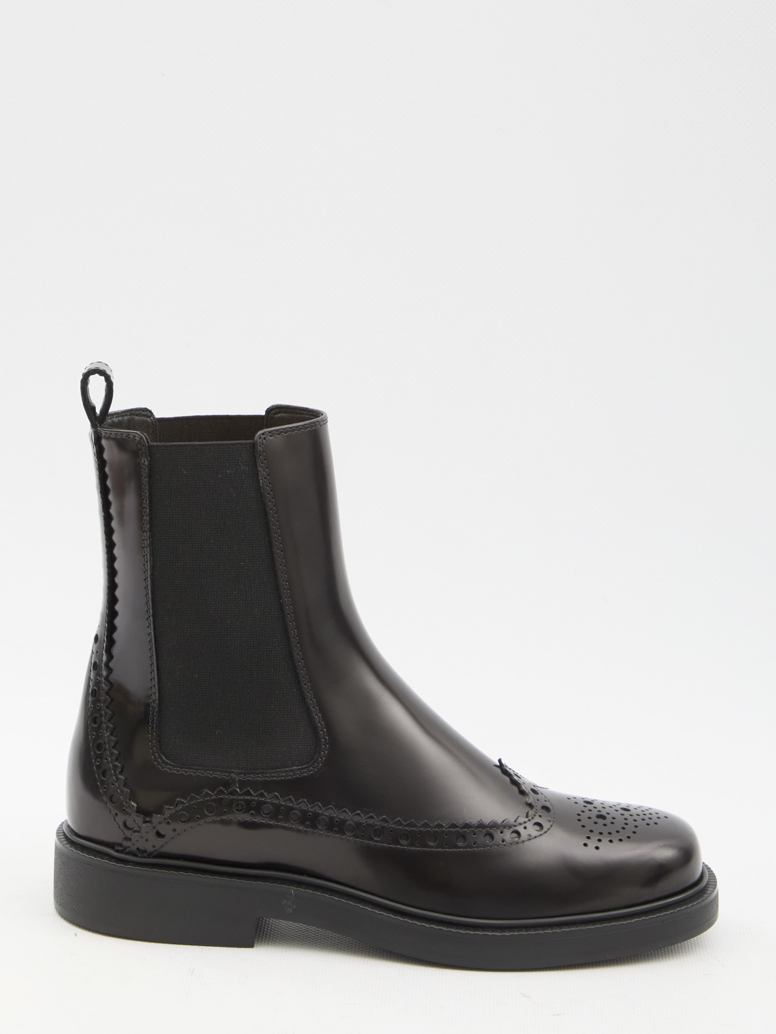 Shop Tod's Leather Chelsea Boots In Black