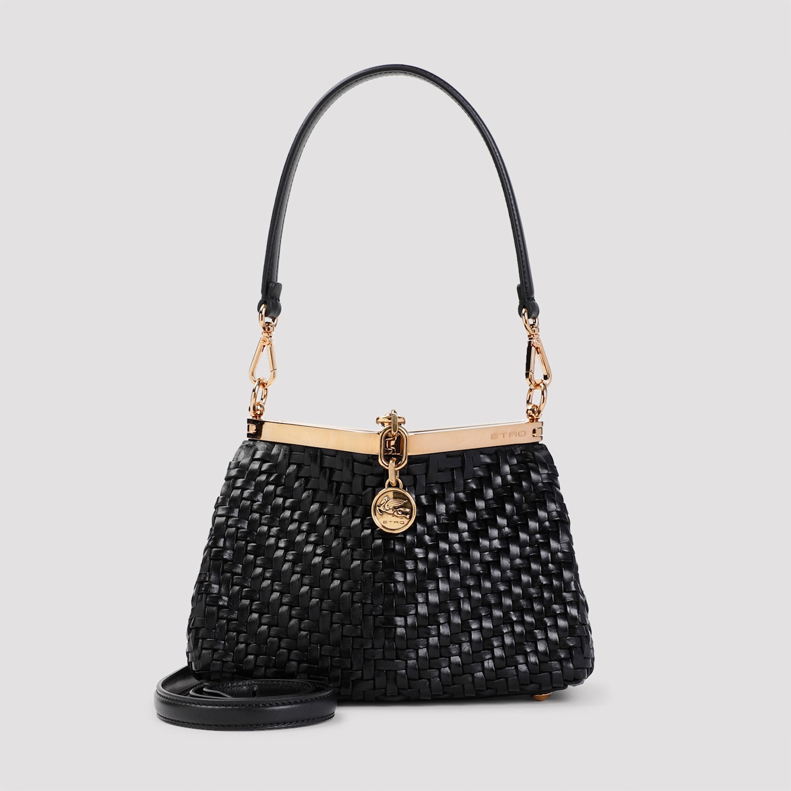 Shop Etro Small Vela Leather Bag In Nero