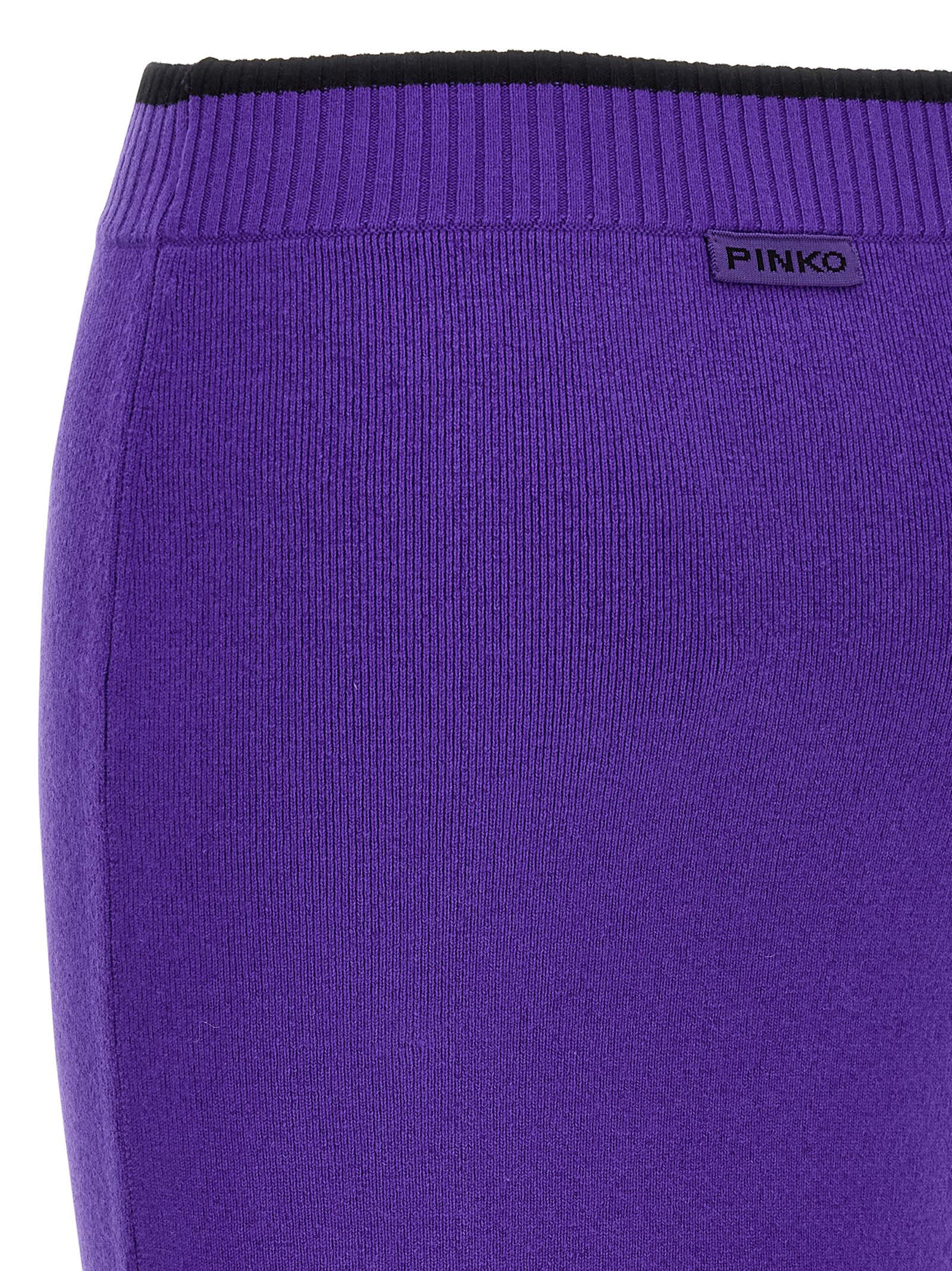 Pinko Fitted Midi Skirt With Ribbed Waistband In Purple