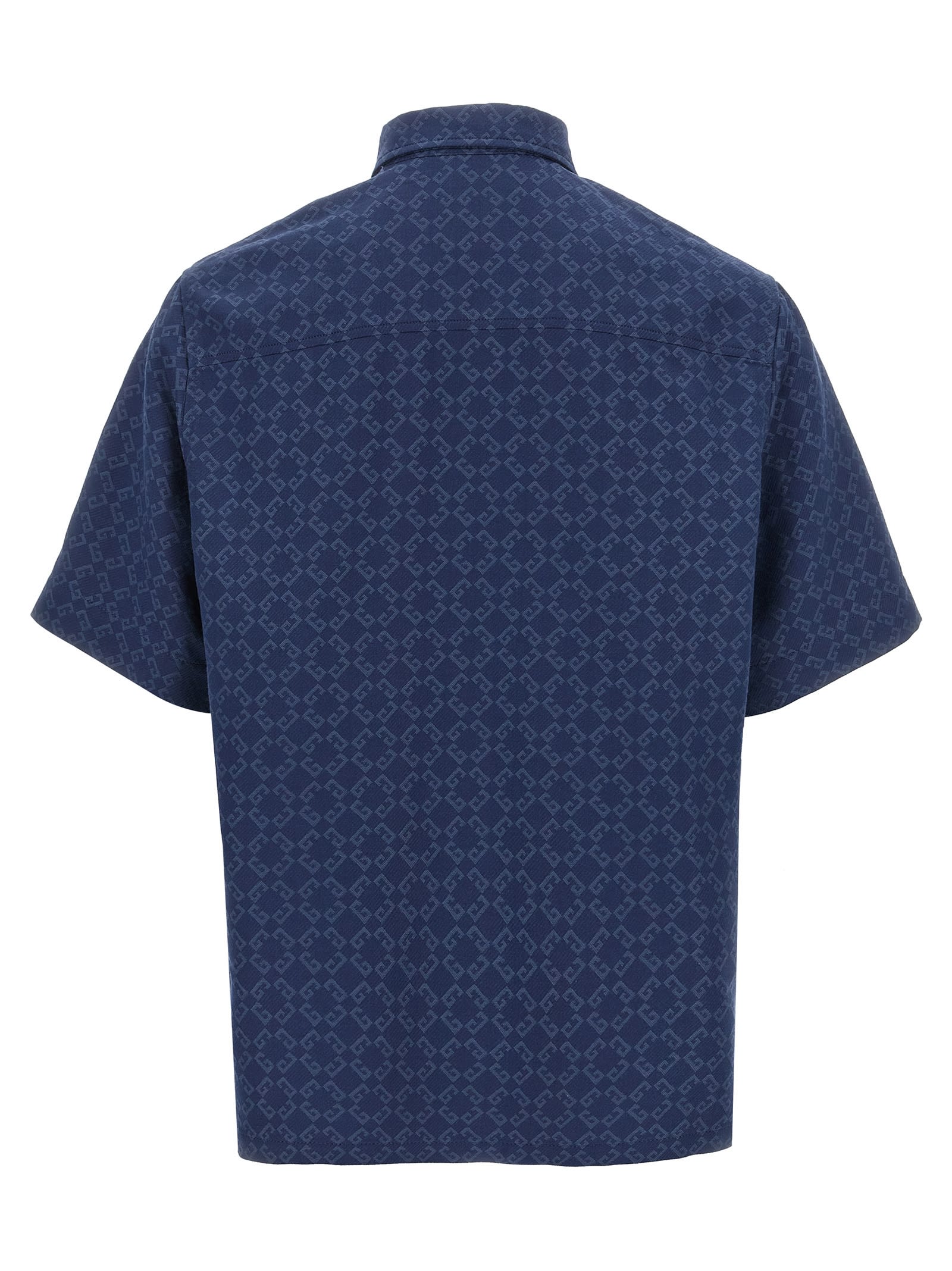 Givenchy Mens Monogram-print Relaxed-fit Cotton-blend Shirt Grey Blue In Greyblue