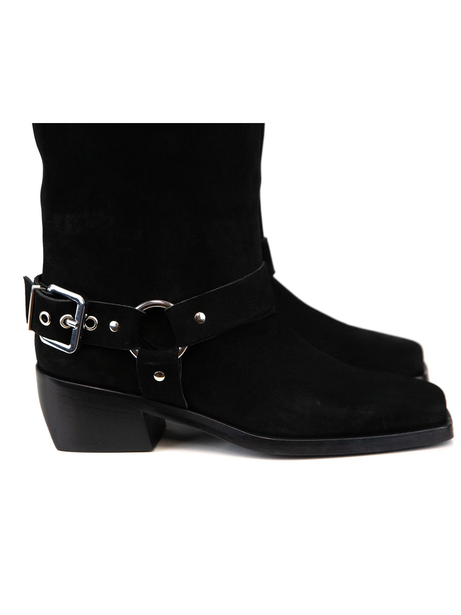 ALDO CASTAGNA BLACK SUEDE TEXAN BOOTS 