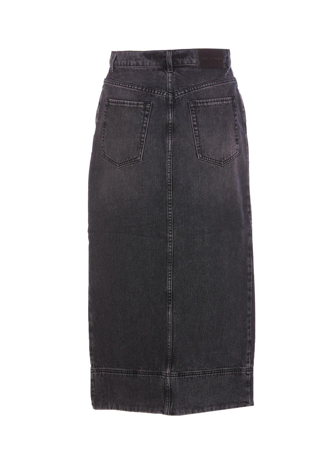 Shop Pinko Denim Maxi Skirt In Black