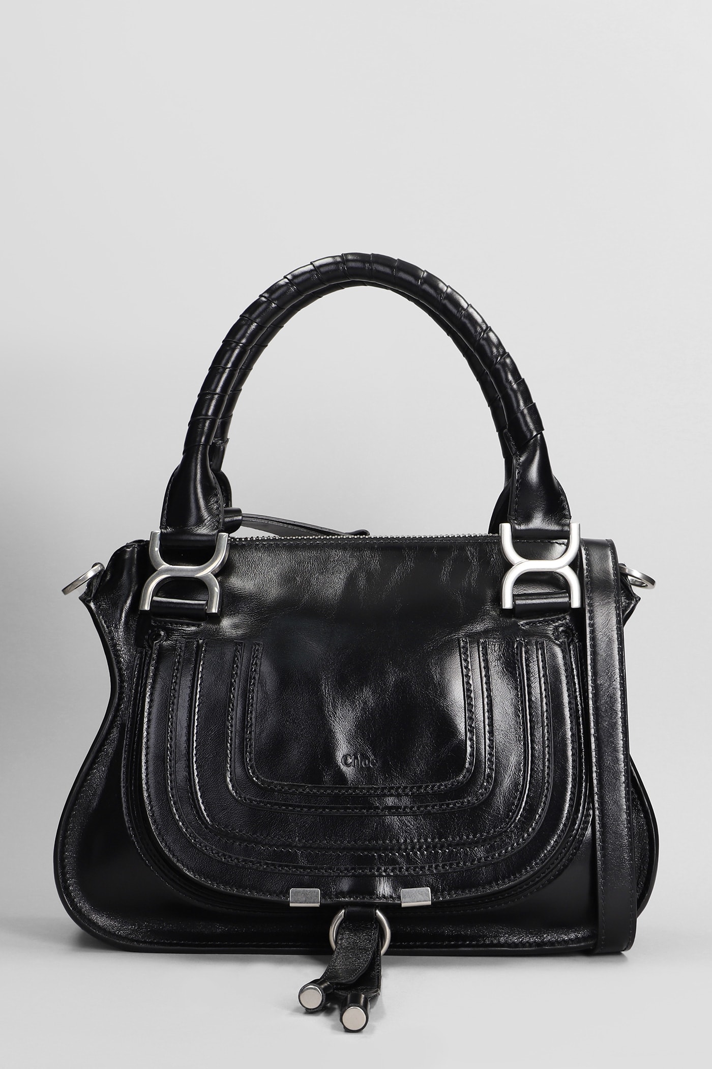 Shop Chloé Mercie Shoulder Bag In Black Leather