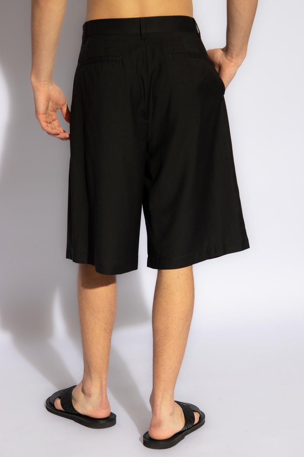 Shop Emporio Armani Wool Shorts In Black