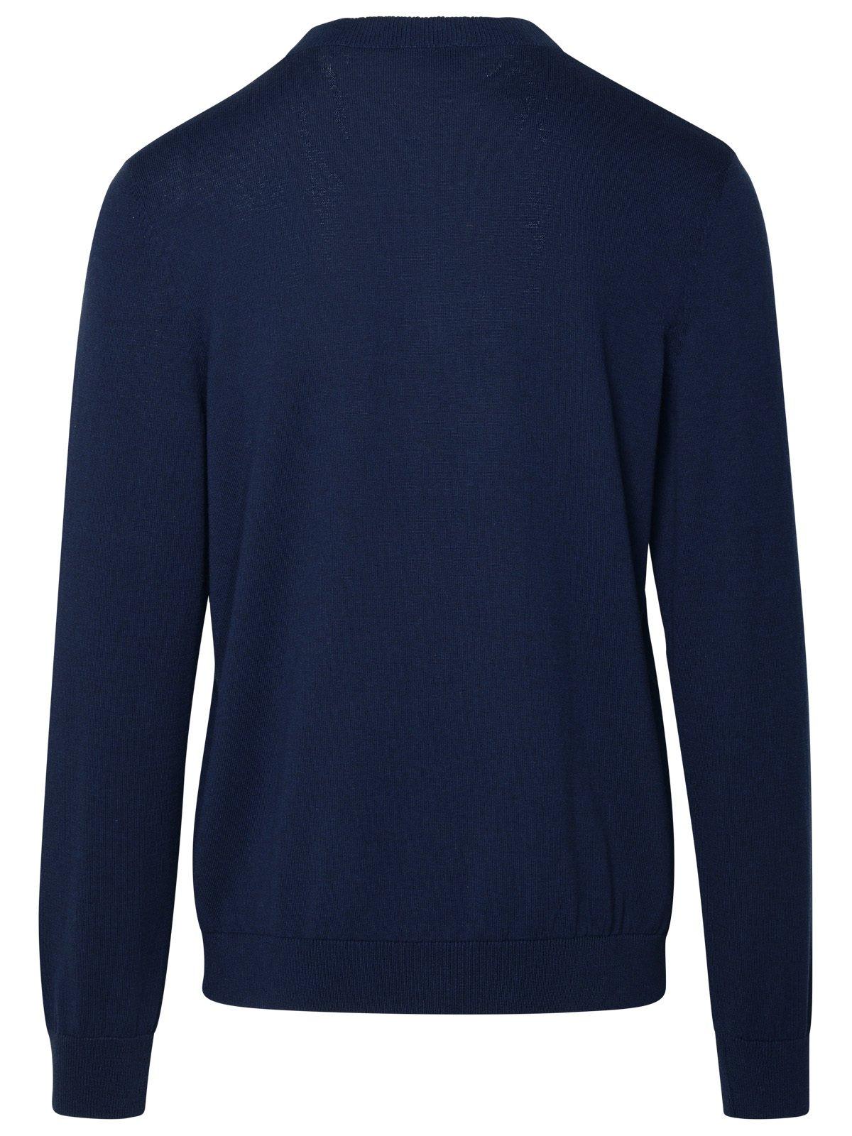 Shop Apc V-neck Long-sleeved Cardigan In Blue
