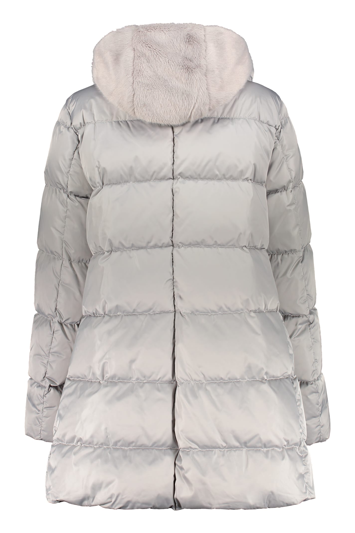 Herno Hooded Short Down Jacket In Gray