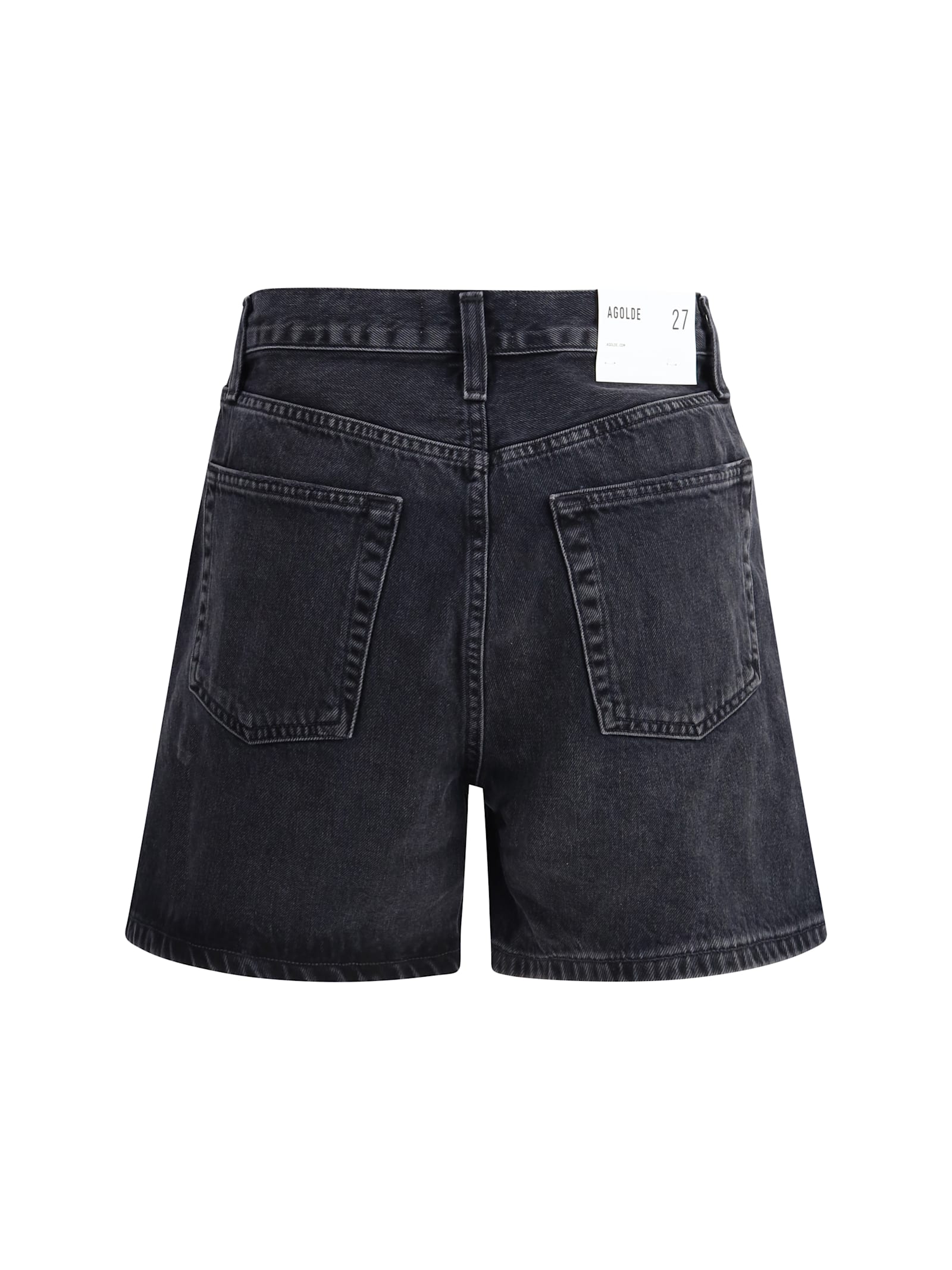 Agolde Womens Bounce (worn Blk Vint) V-waist Mid-rise Denim Shorts In Bounce (worn Blk Vint)