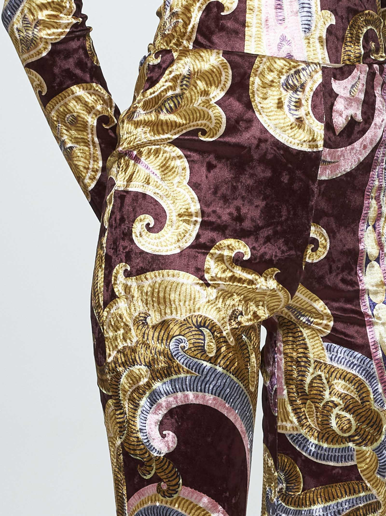 Shop Etro Paisley Print Velvet Trousers In Fantasia Giallo