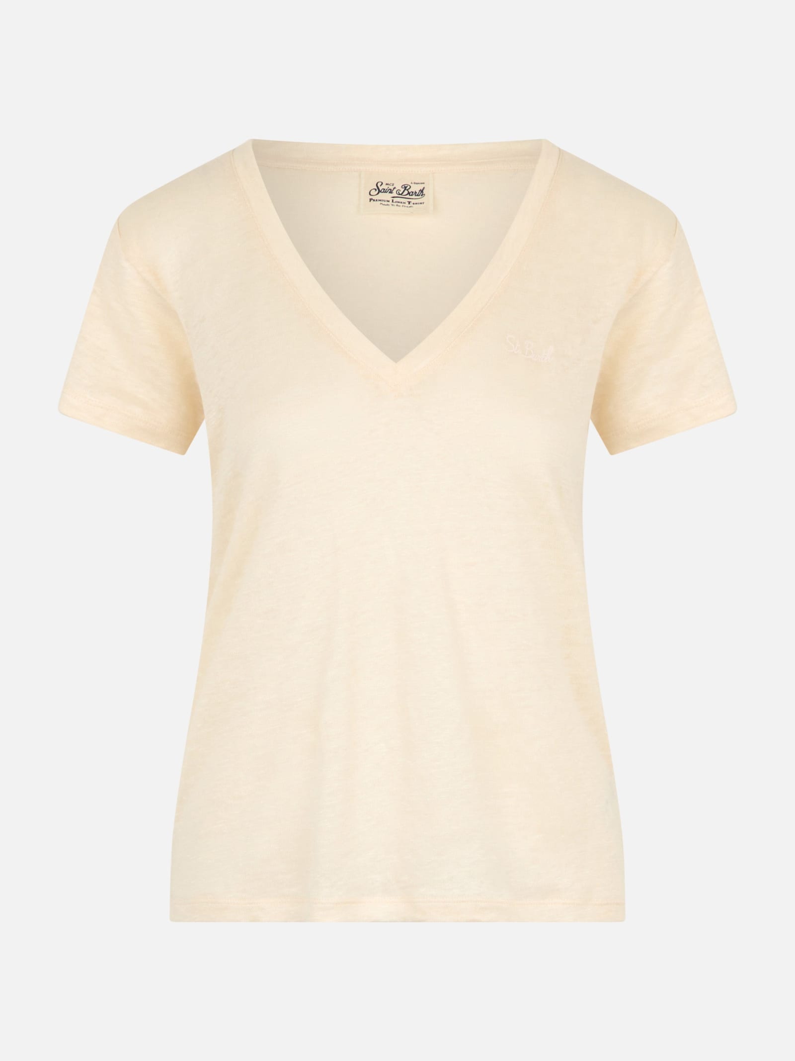 Mc2 Saint Barth Eloise Linen T-shirt In White