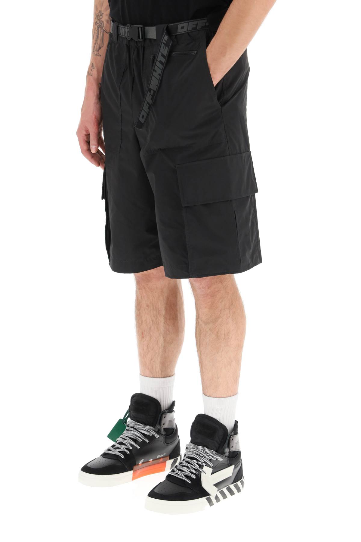 Shop Off-white Industrial Cargo Shorts In Black Dark Grey (black)