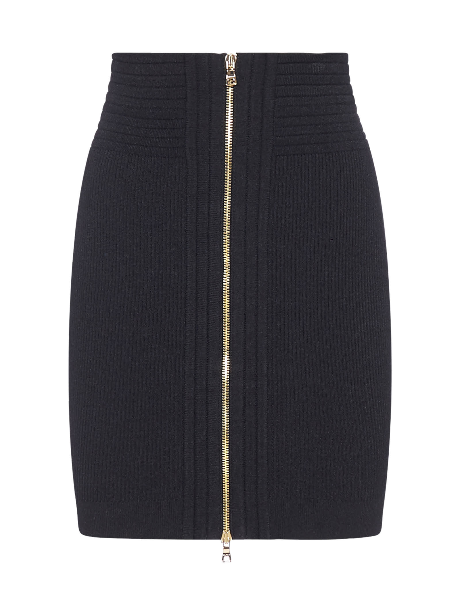 Balmain Zipped Stretch Knit Miniskirt