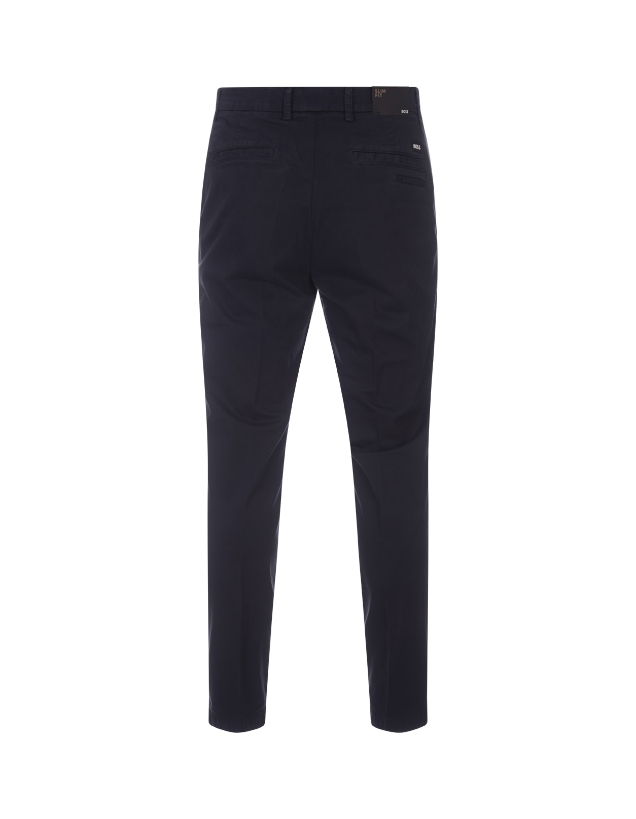 Shop Hugo Boss Slim Fit Chino Trousers In Navy Blue Stretch Gabardine