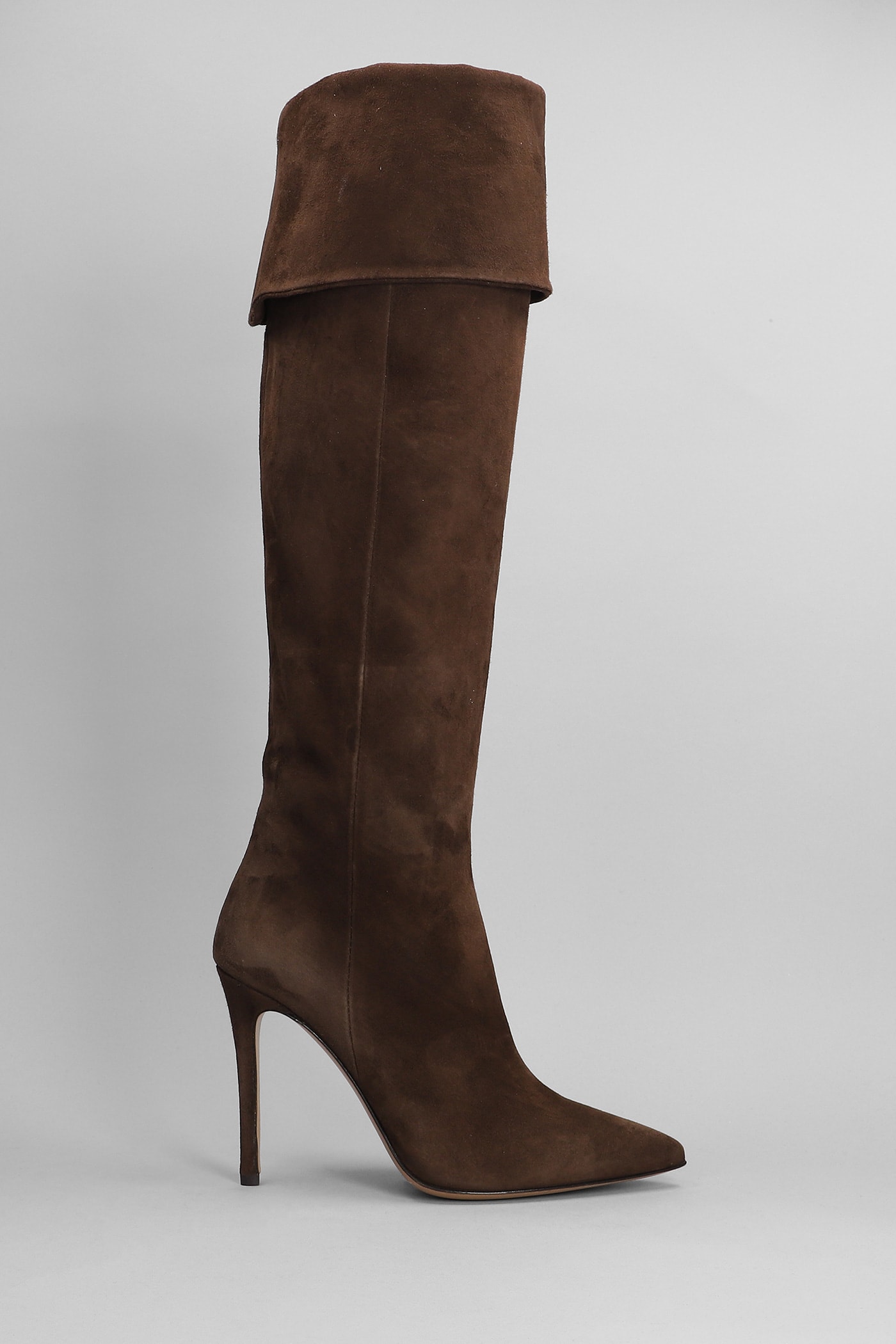 High Heels Boots In Dark Brown Suede