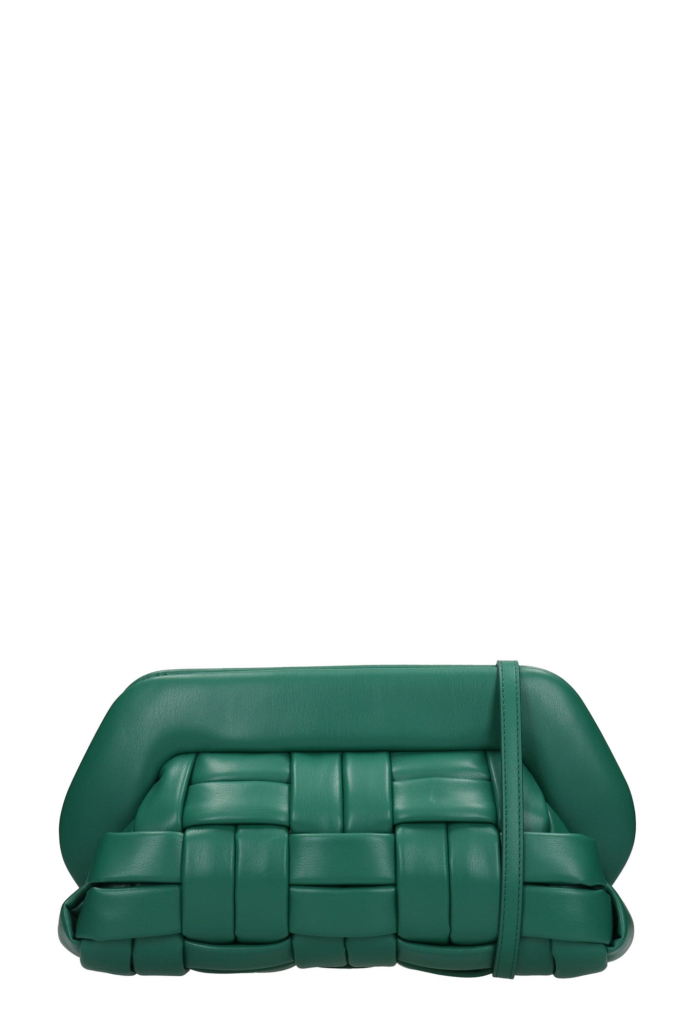 THEMOIRè Bios Weaved Clutch In Green Faux Leather