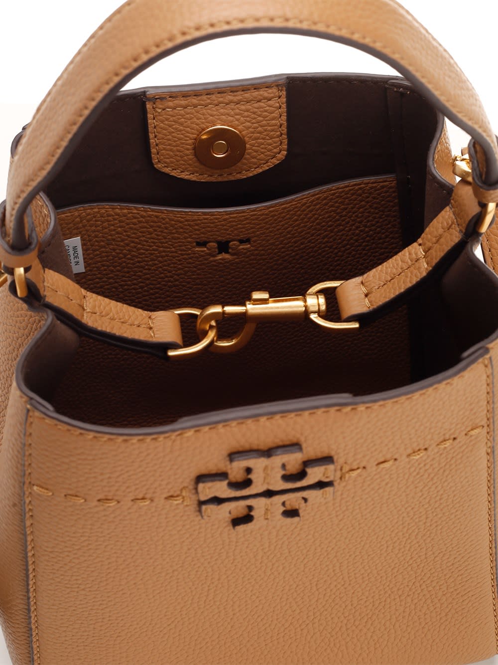 Shop Tory Burch Light Brown Leather Bucket Bag In Tiramisu