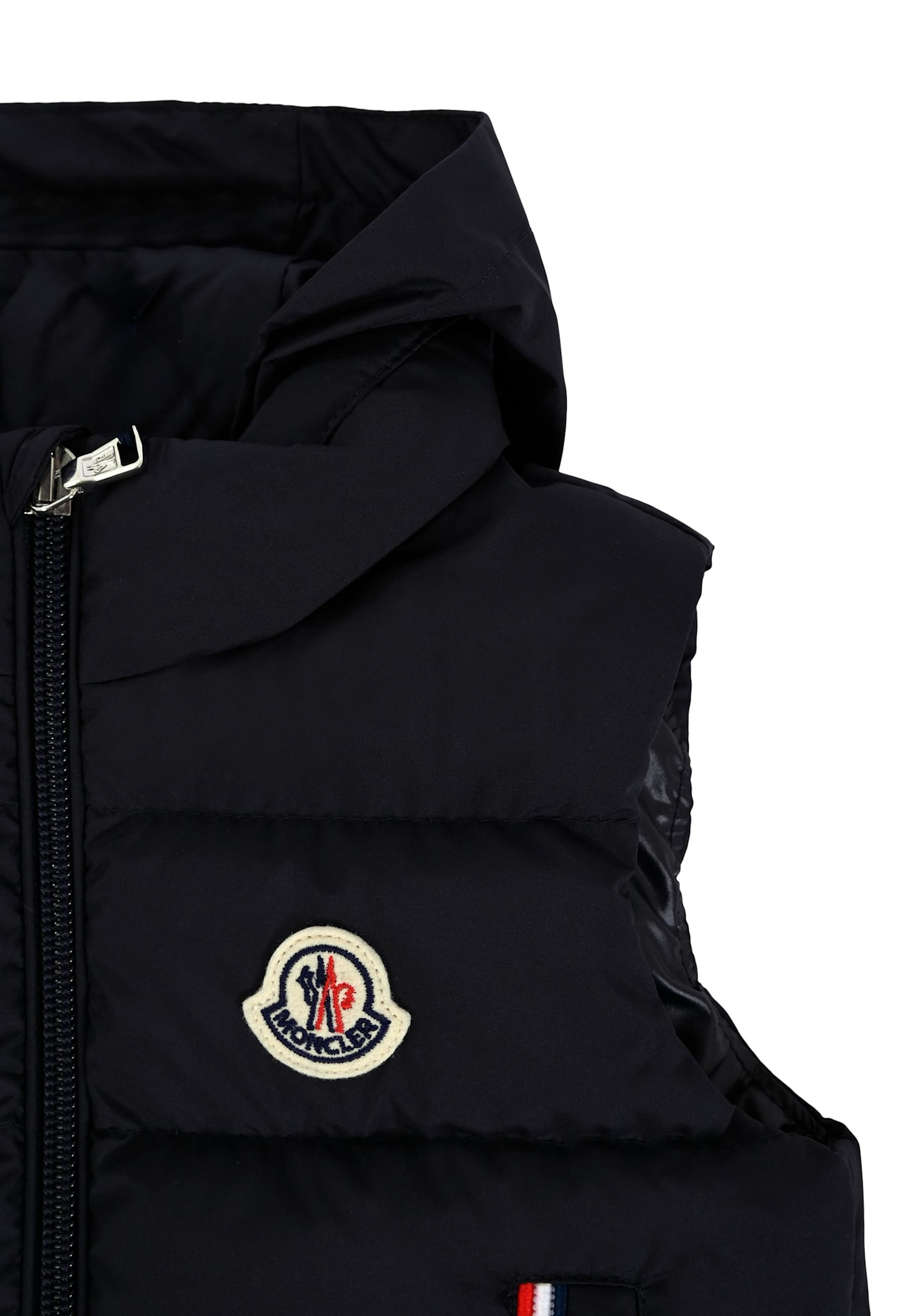 Moncler Blue Buang Vest For Baby Boy With Logo In Black