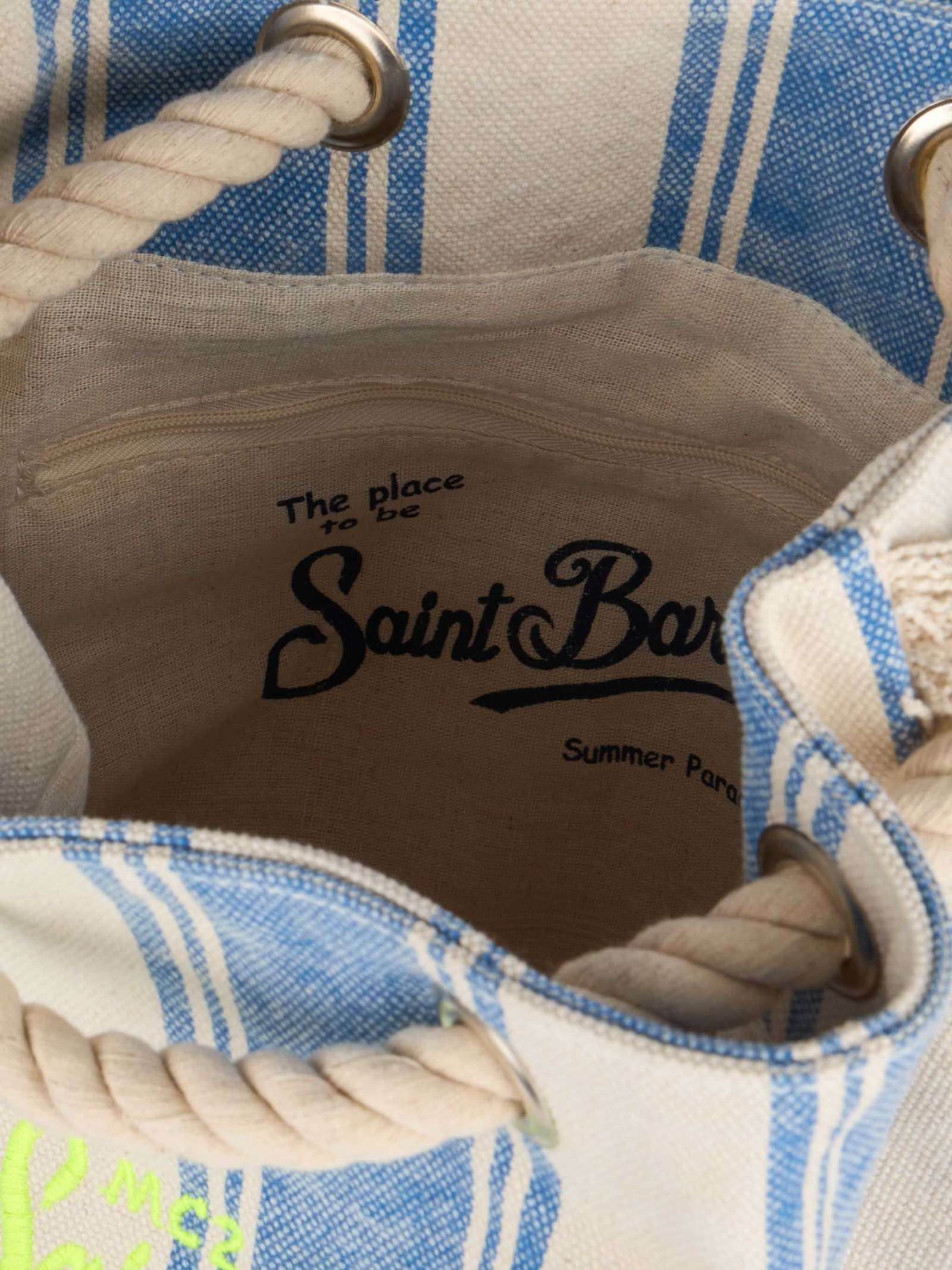 MC2 SAINT BARTH BOAT CANVAS BACKPACK WITH WHITE AND LIGHT BLUE STRIPES