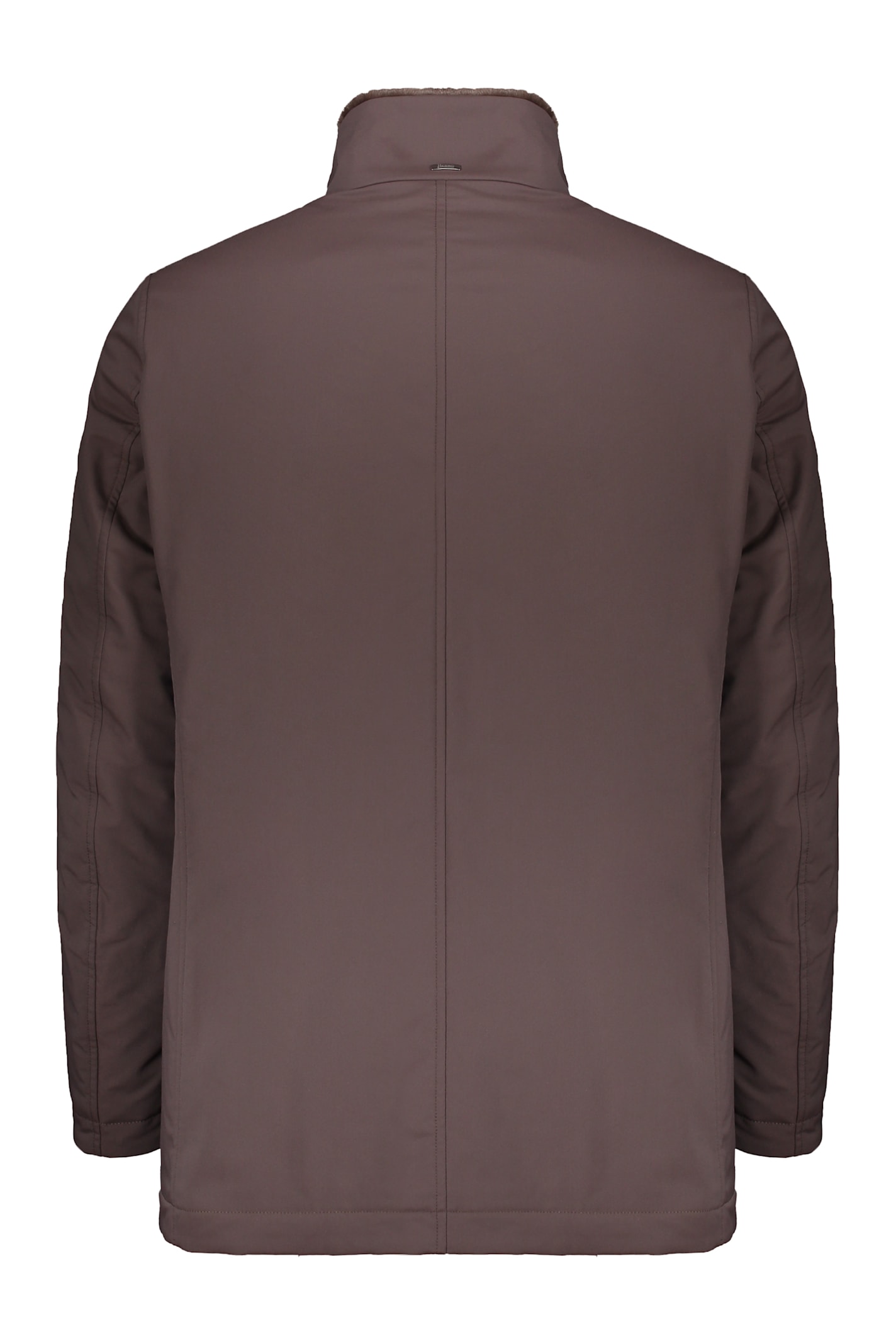 Herno Jacket With Zip Closure And Buttons In Brown