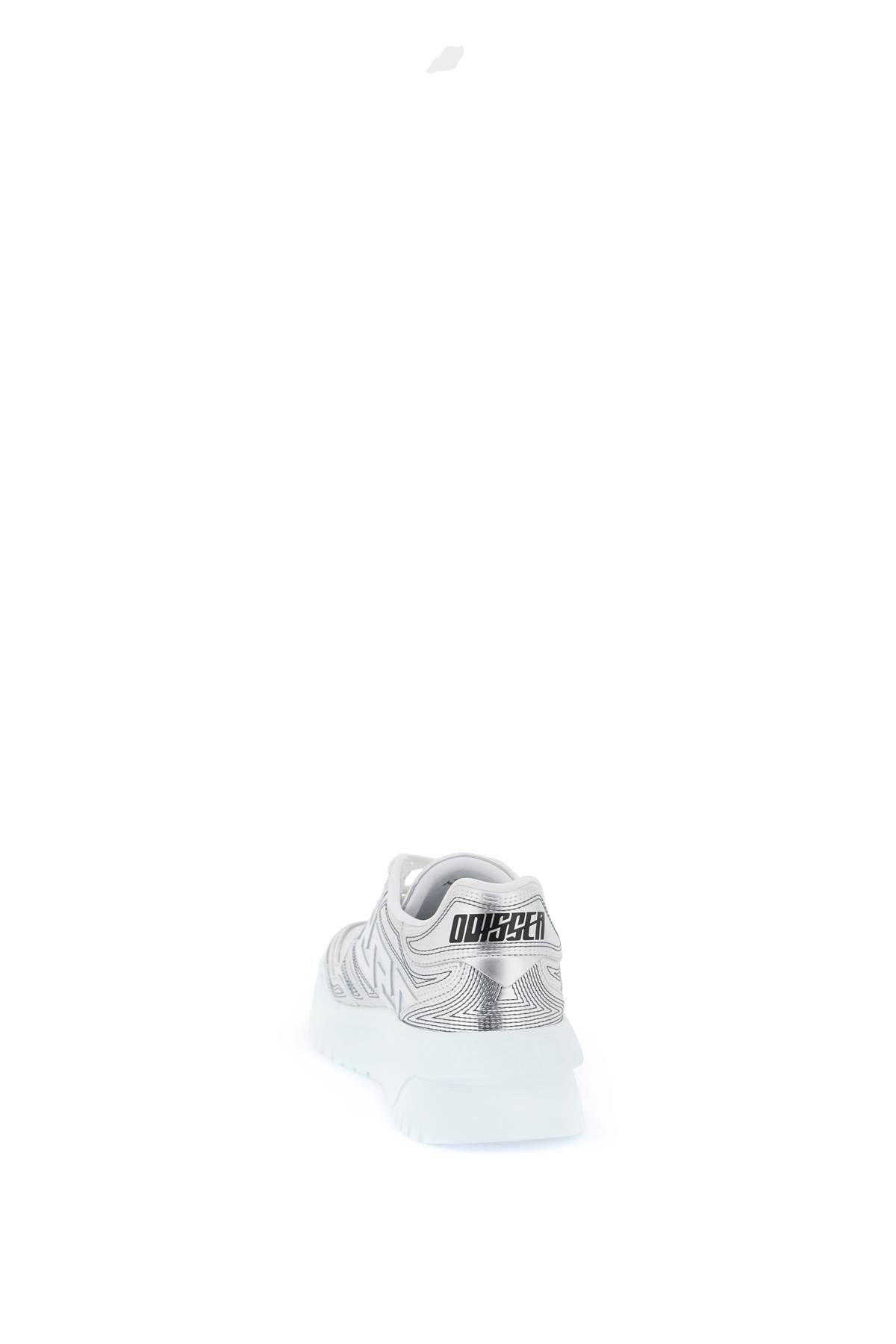 Shop Versace Odissea Greca Sneakers In Silver White (white)