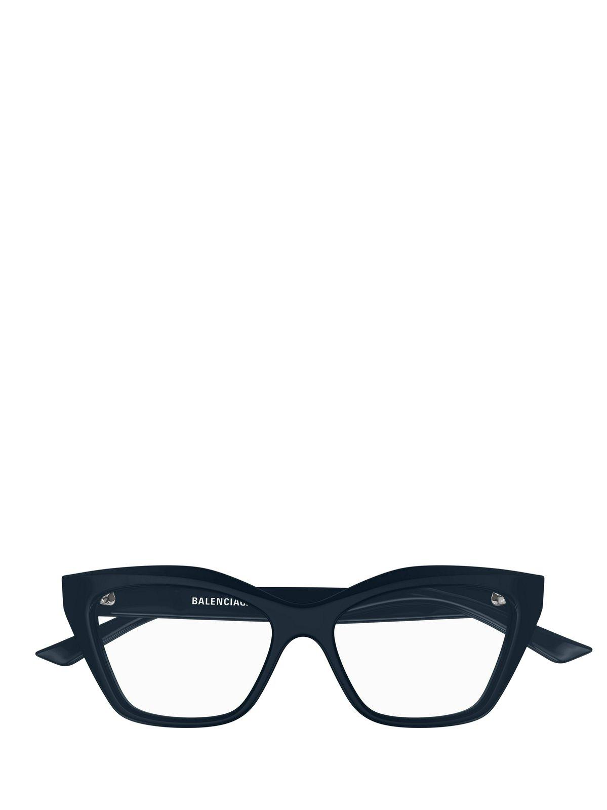 Shop Balenciaga Cat-eye Frame Glasses In 008 Blue Blue Transparent