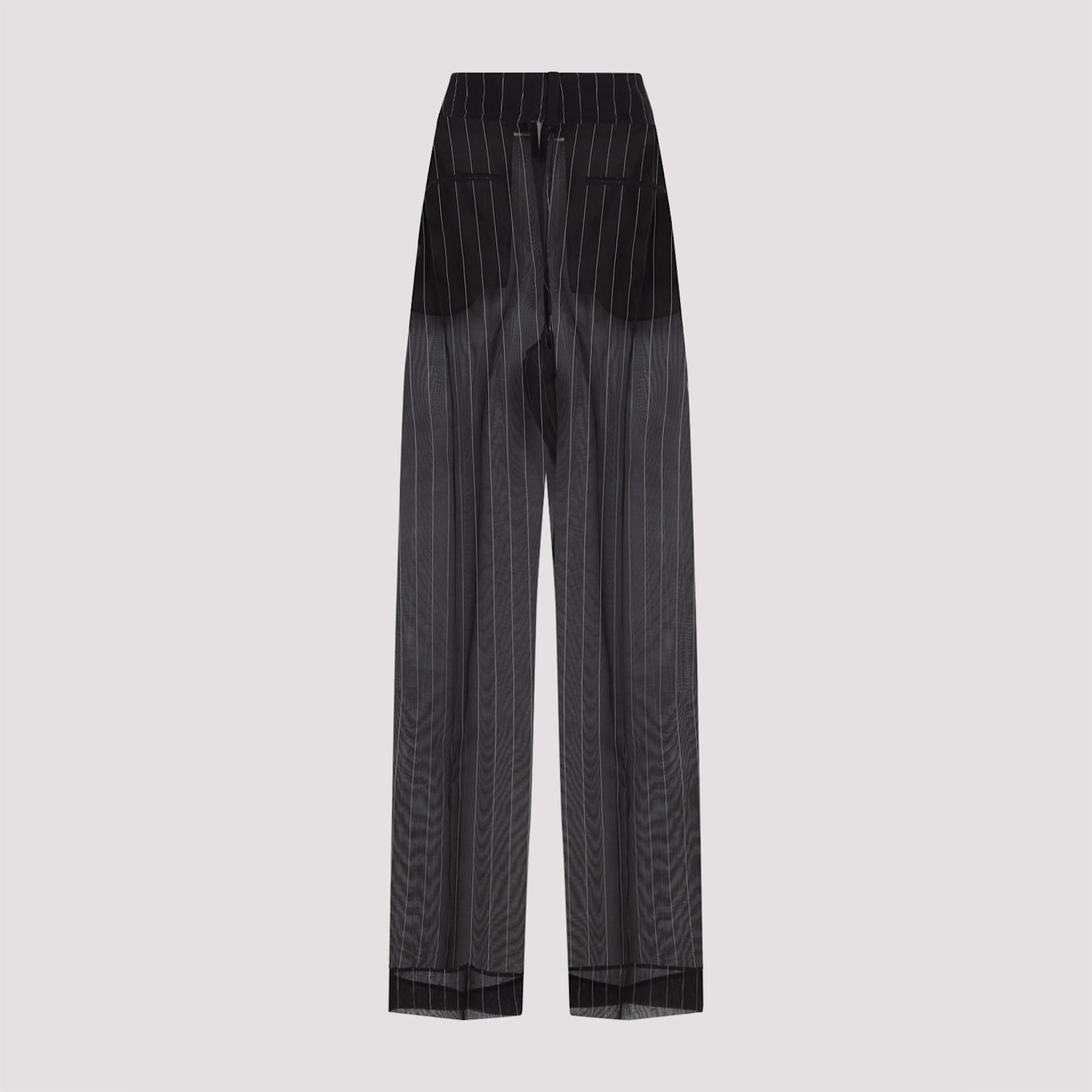Khaite Trasnlucent Trousers In Black White Stripe