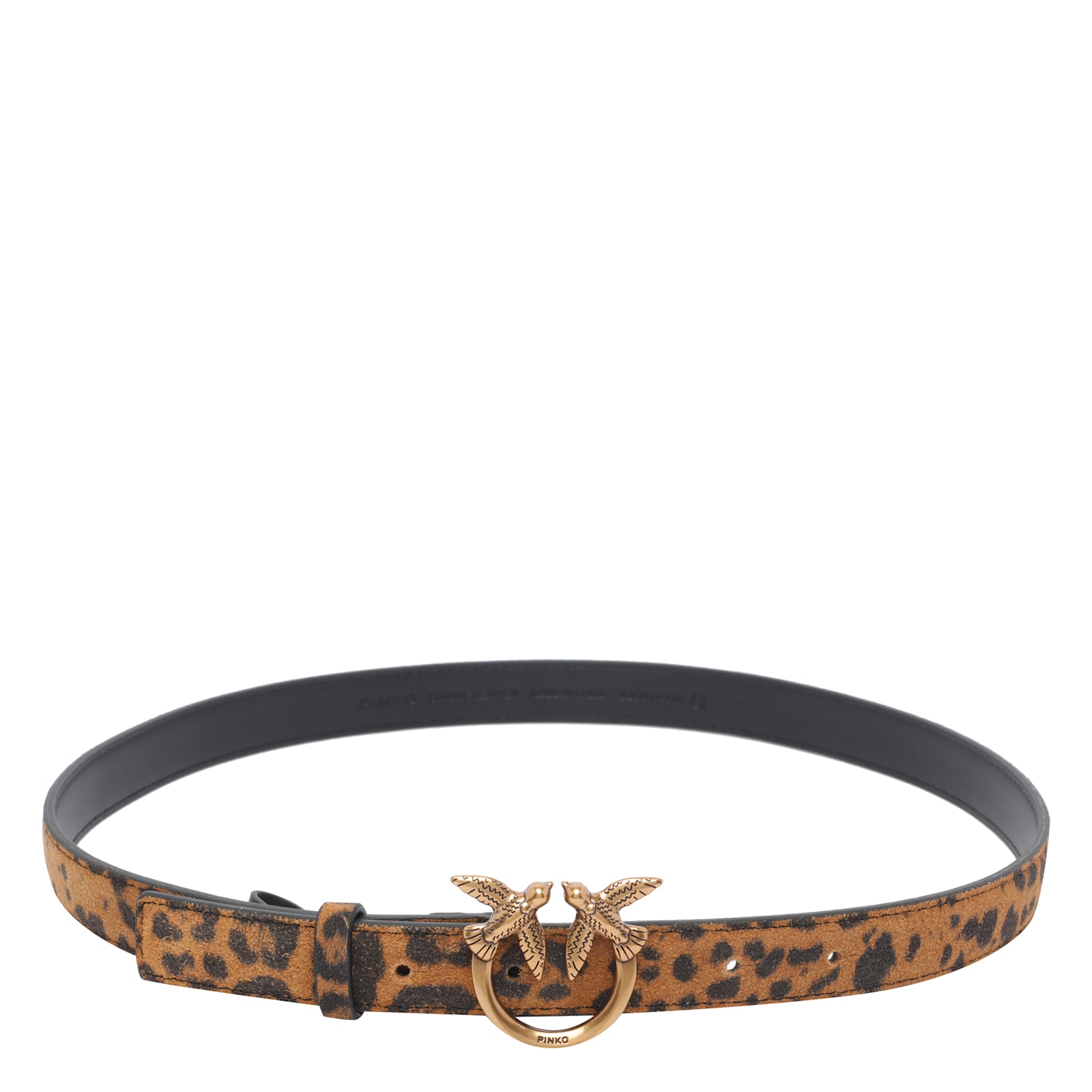 Pinko Leopard Suede Belt In Brown