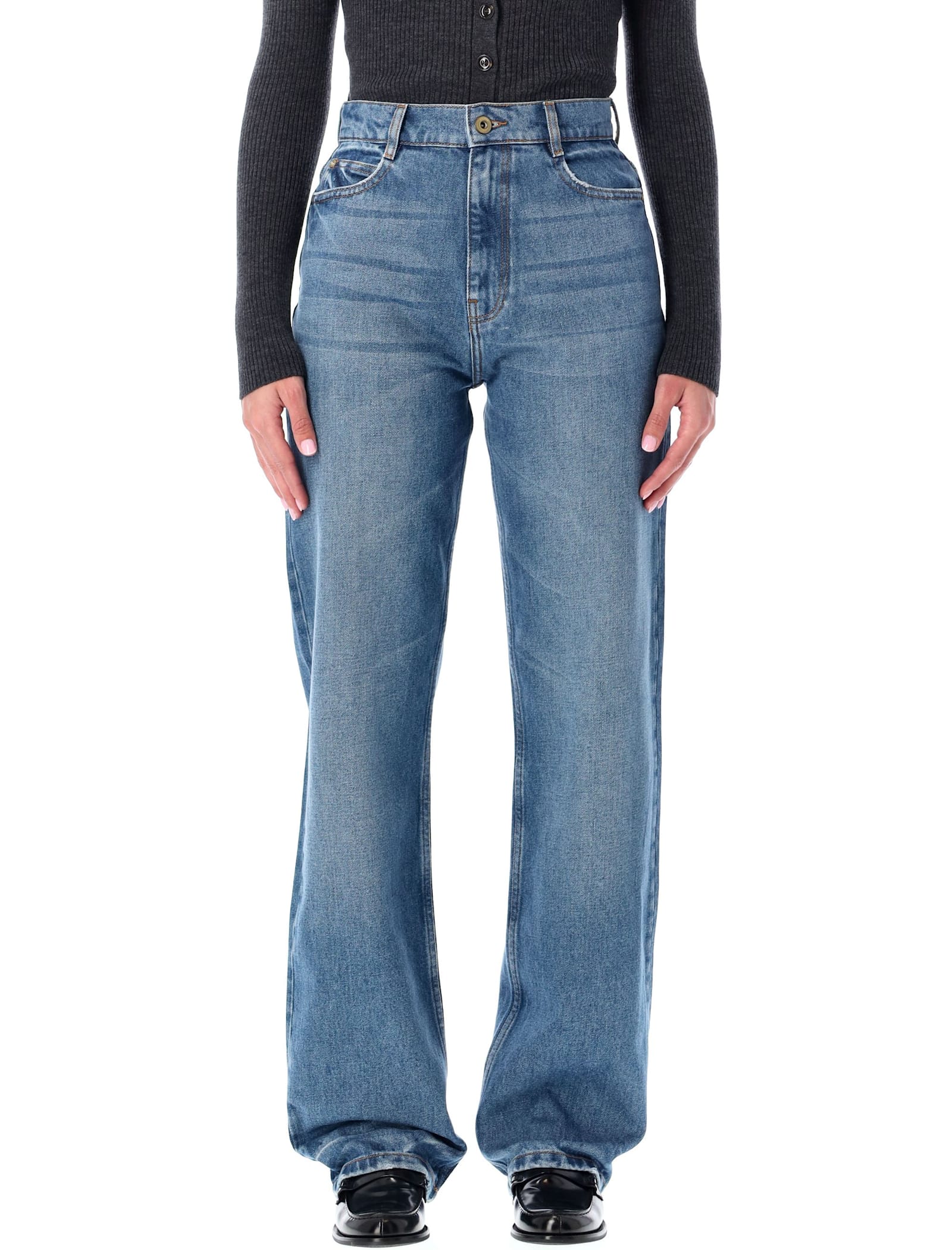 Sessun Blue Stonewash Straight-leg Jeans With Relaxed Fit