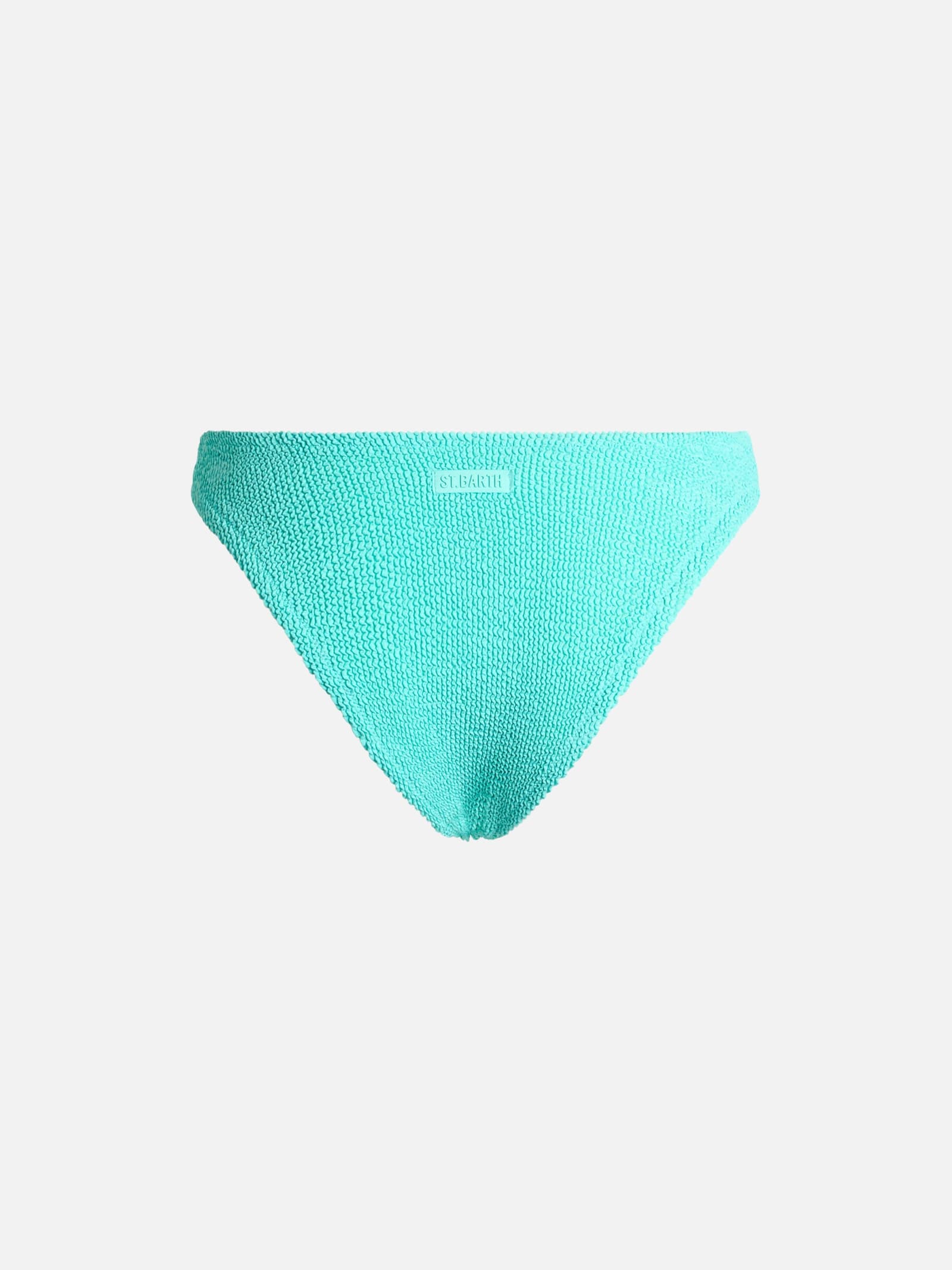 Mc2 Saint Barth Woman Water Green Crinkle Cheeky Swim Briefs In Green