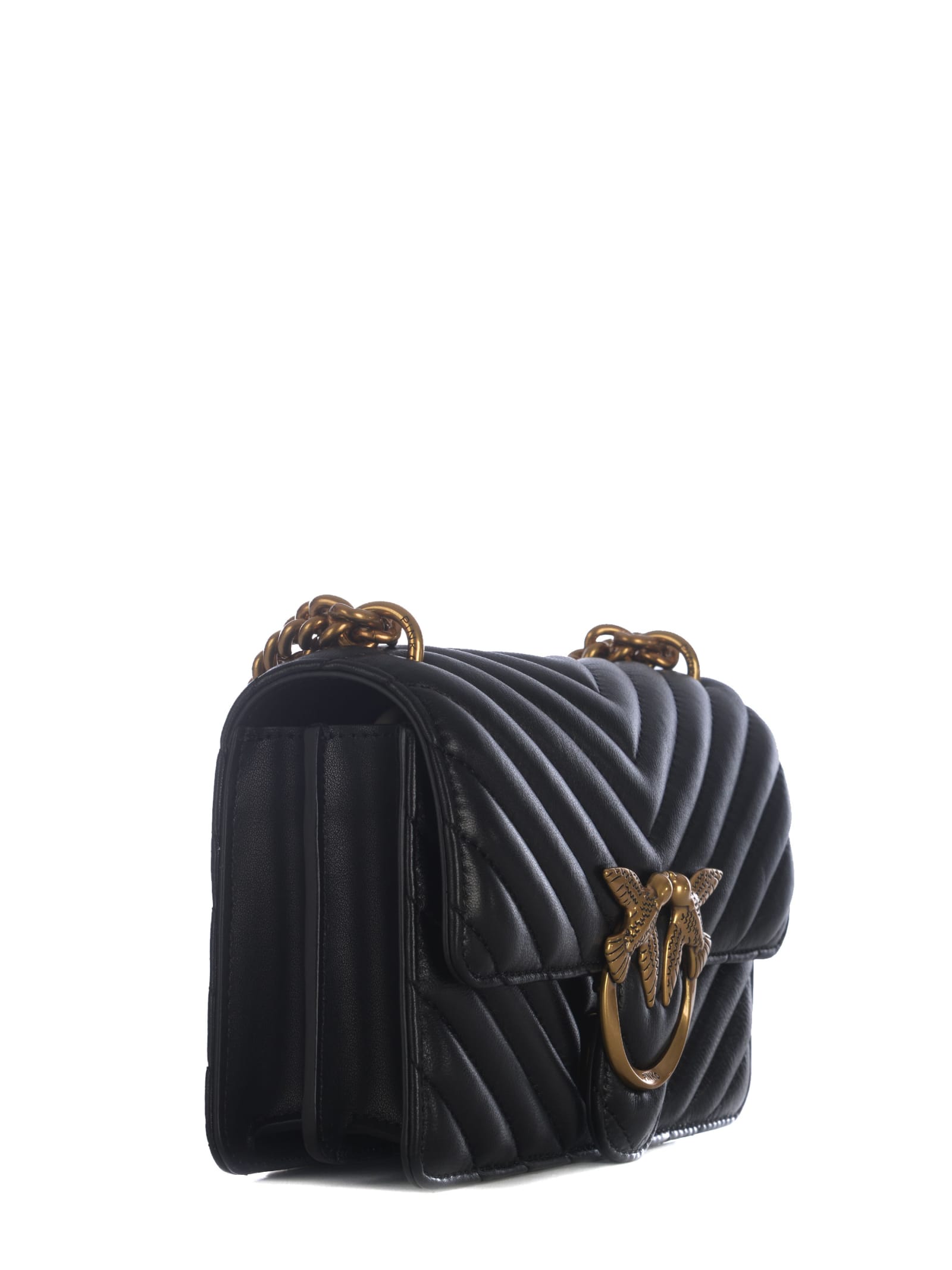 Shop Pinko Bag  Love One Mini Made Of Chevron Nappa In Black