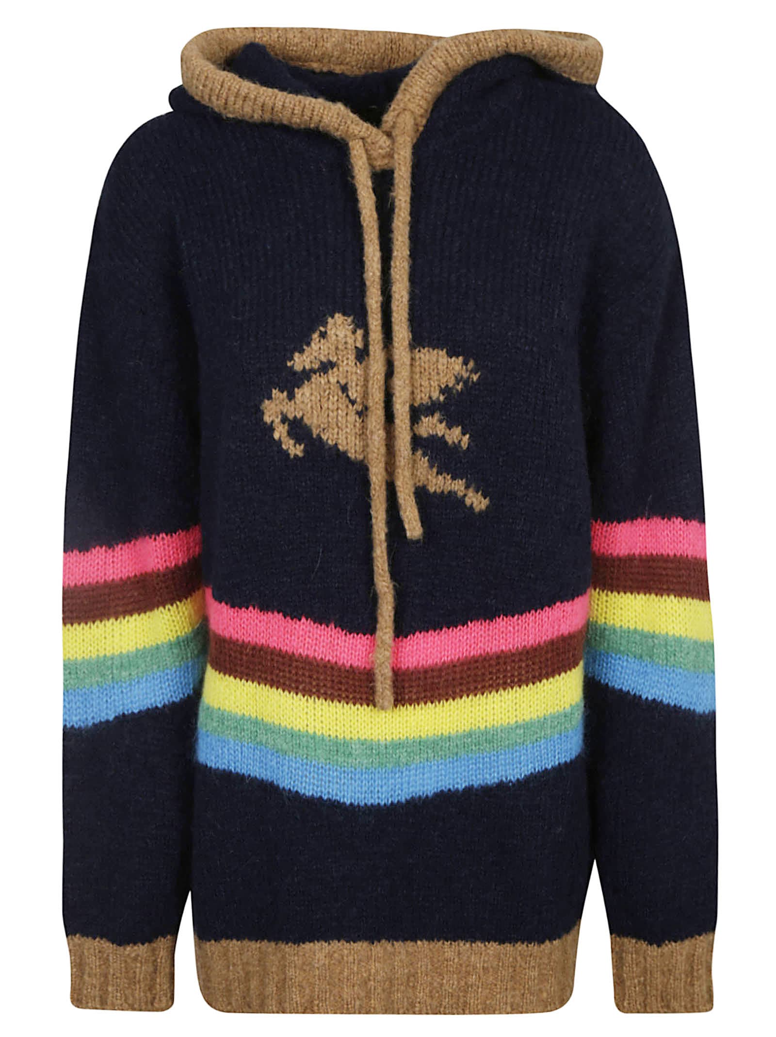 Etro Stripe Pattern Hooded Sweater
