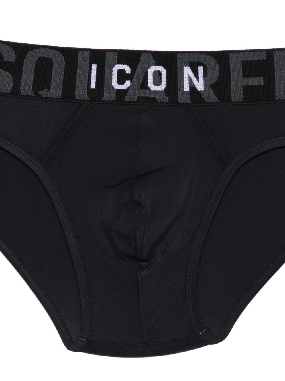 Dsquared2 Dsquared Black Cotton Blend Briefs In Black