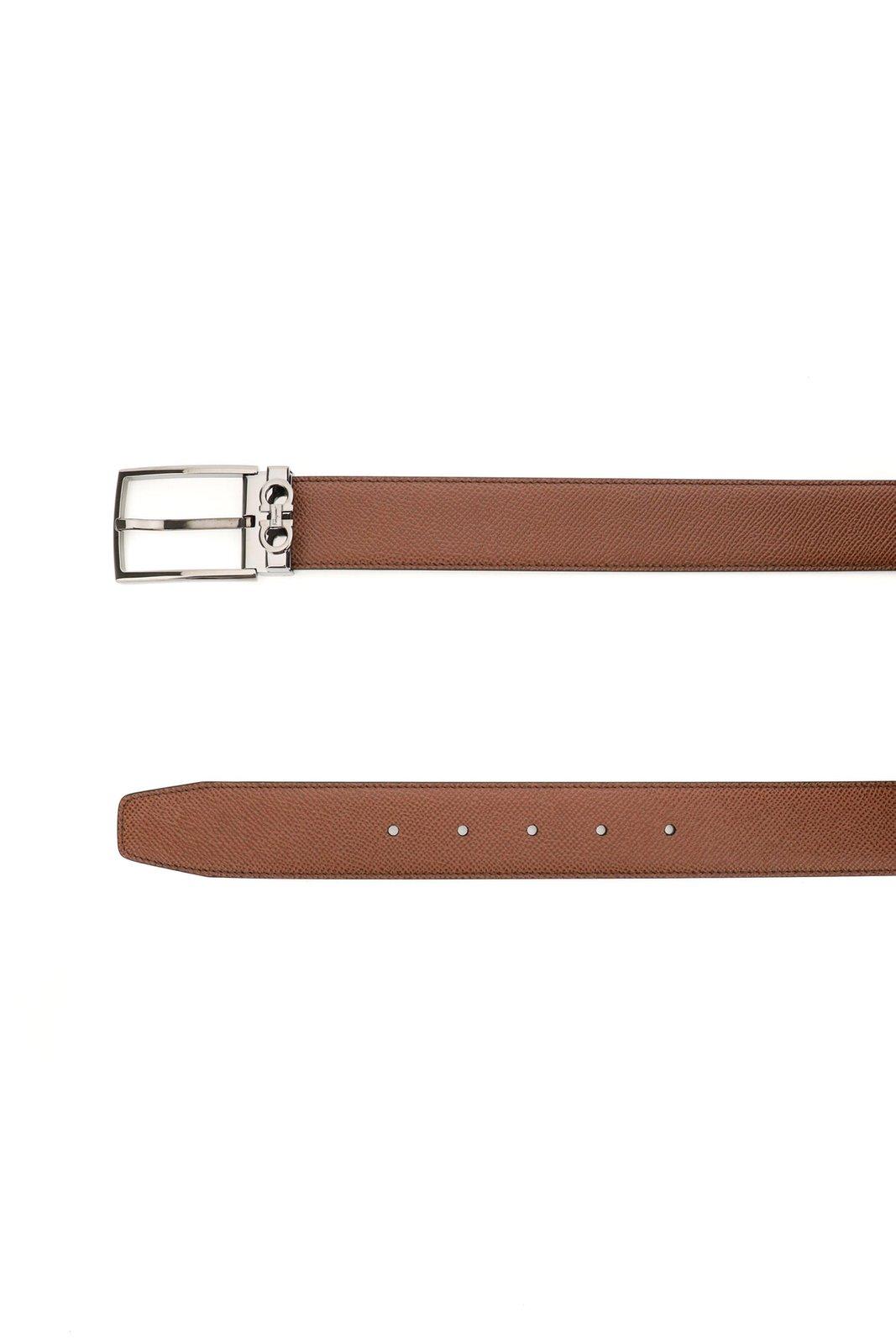 Shop Ferragamo Reversible Gancini Belt In Brown/black