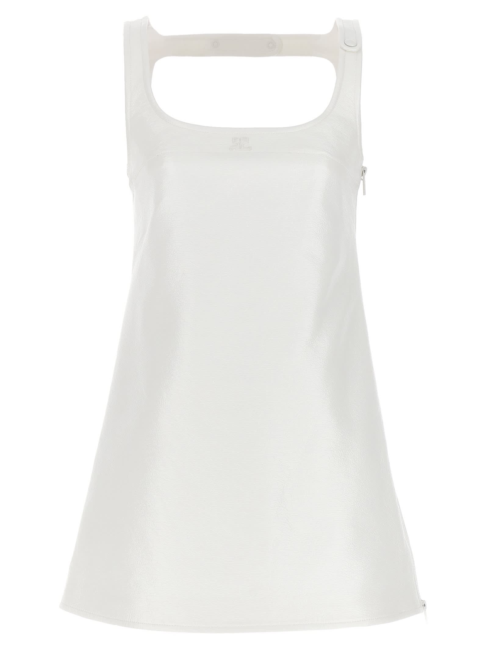 Shop Courrèges Reedition A-line Vinyl Dress In White