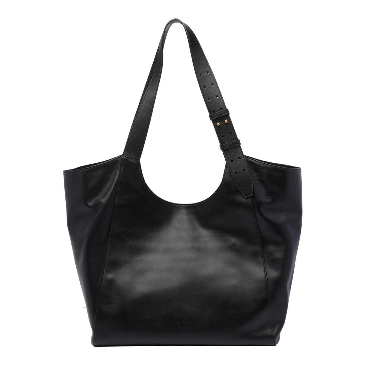 Pinko Logo-detail Leather Shoulder Bag In Black