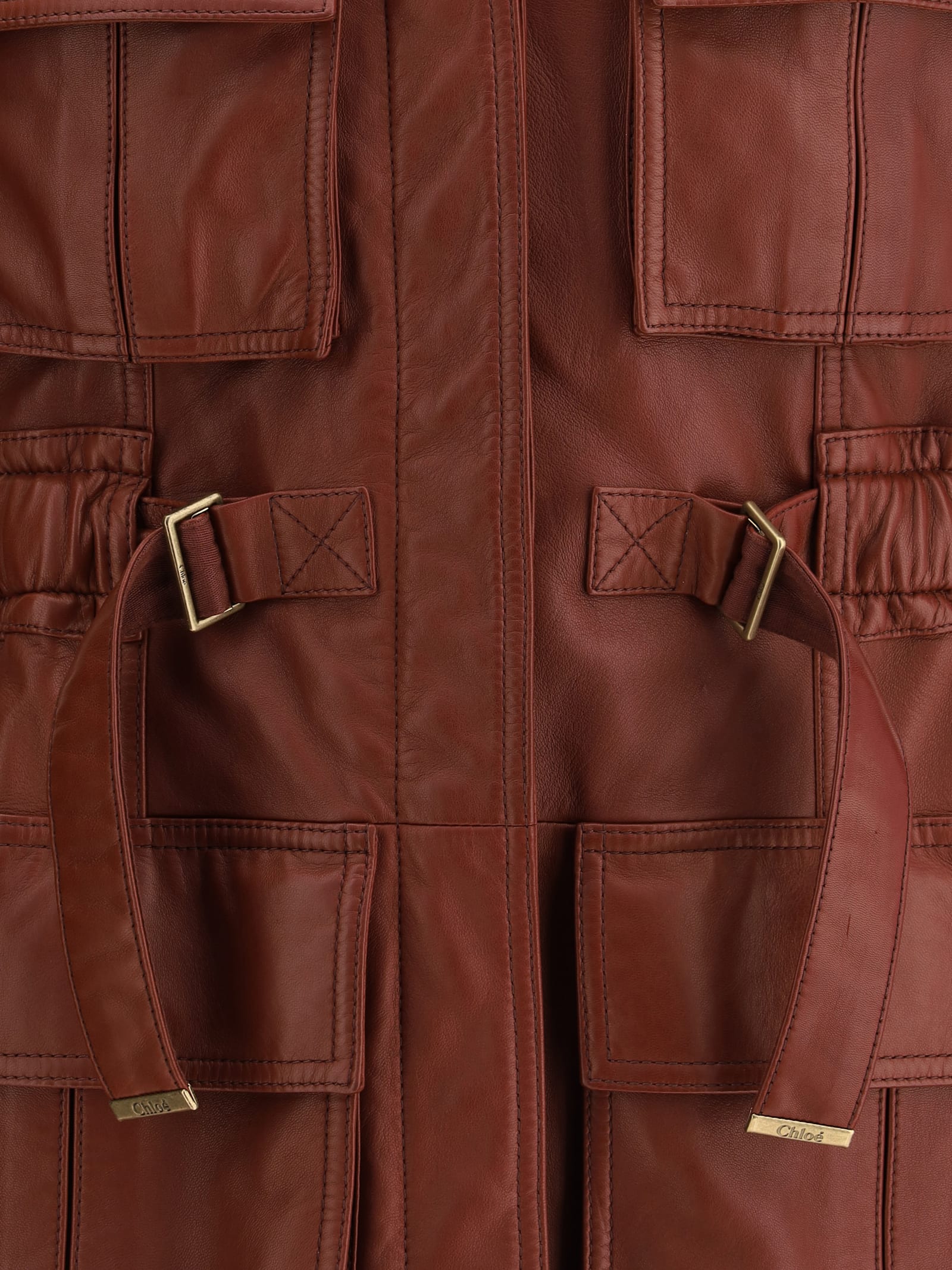 Chloé Oversized Plonge Leather Utility Vest