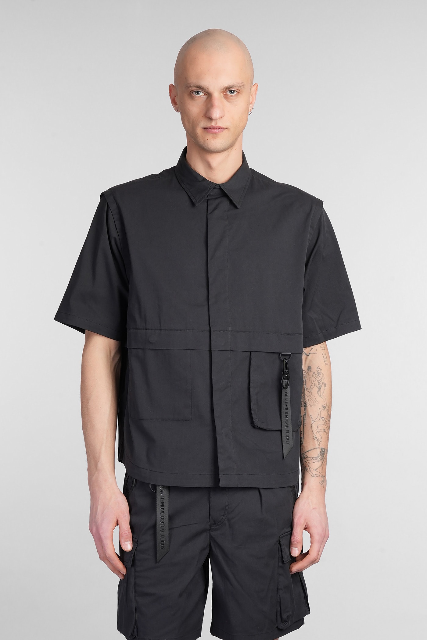 ALPHA INDUSTRIES UTILITY SHIRT SHIRT IN BLACK COTTON