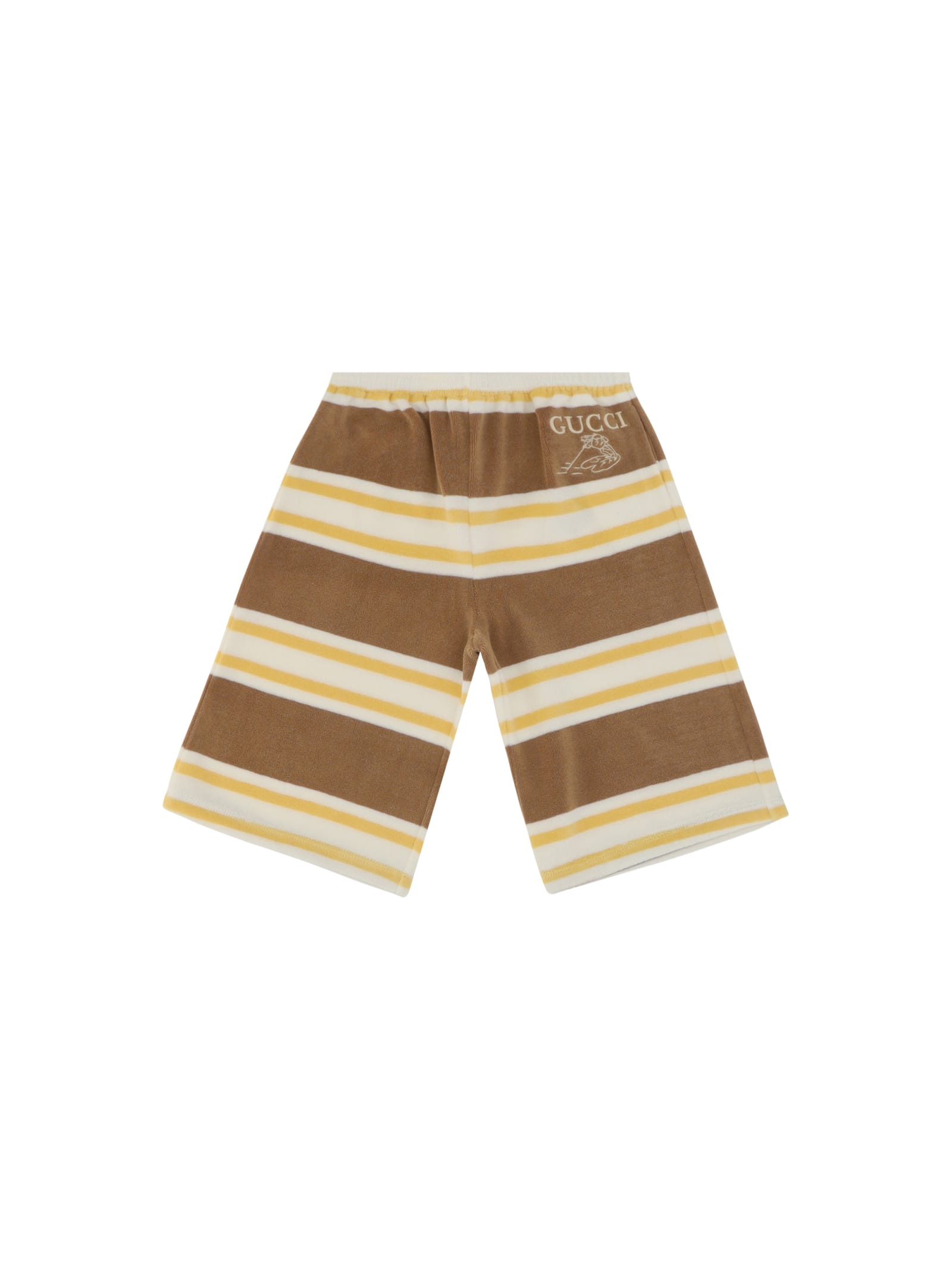 Shop Gucci Shorts For Boy In Yellow/brown