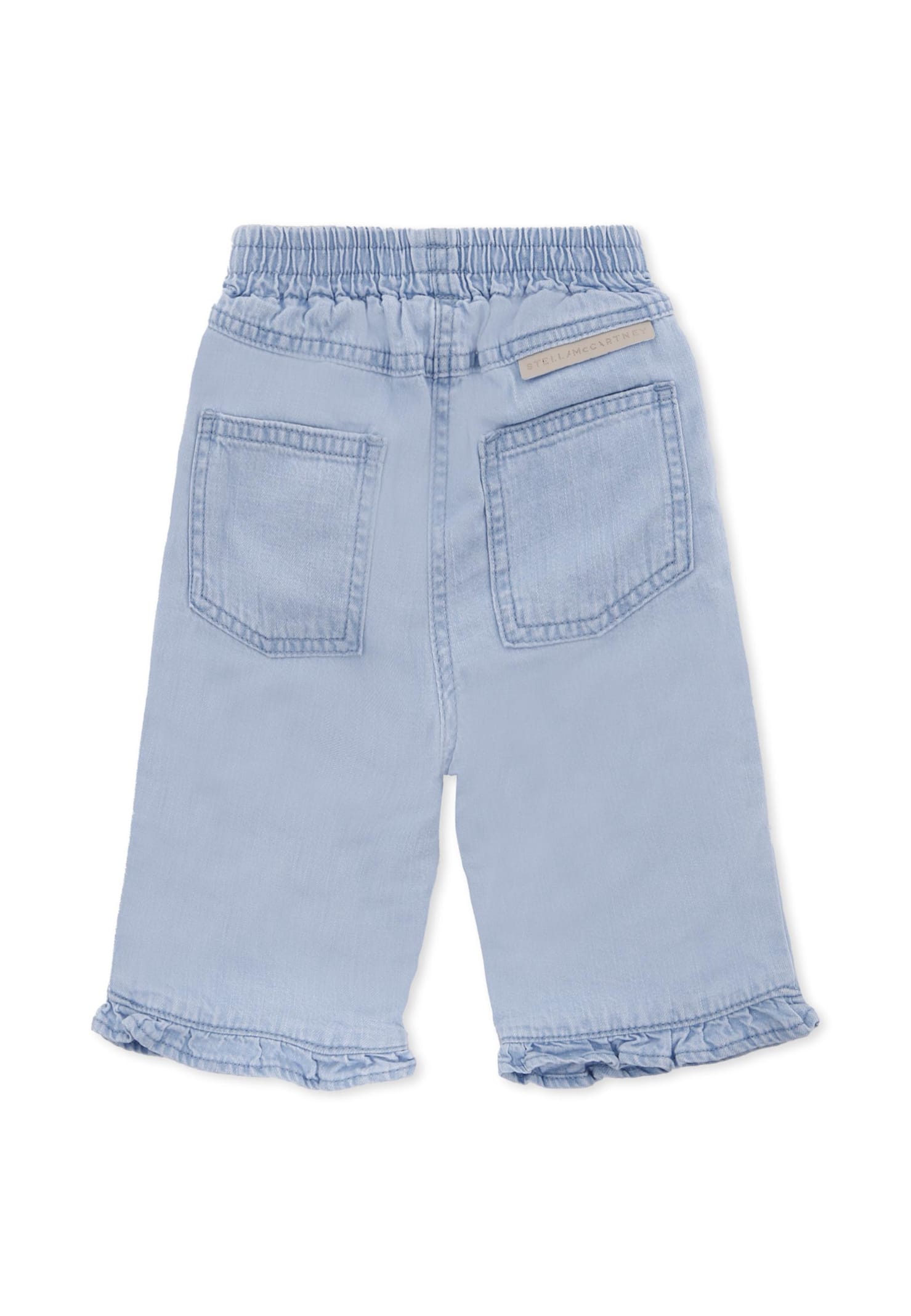 Stella Mccartney Light Blue Jeans For Baby Girl With Flowers In Blue