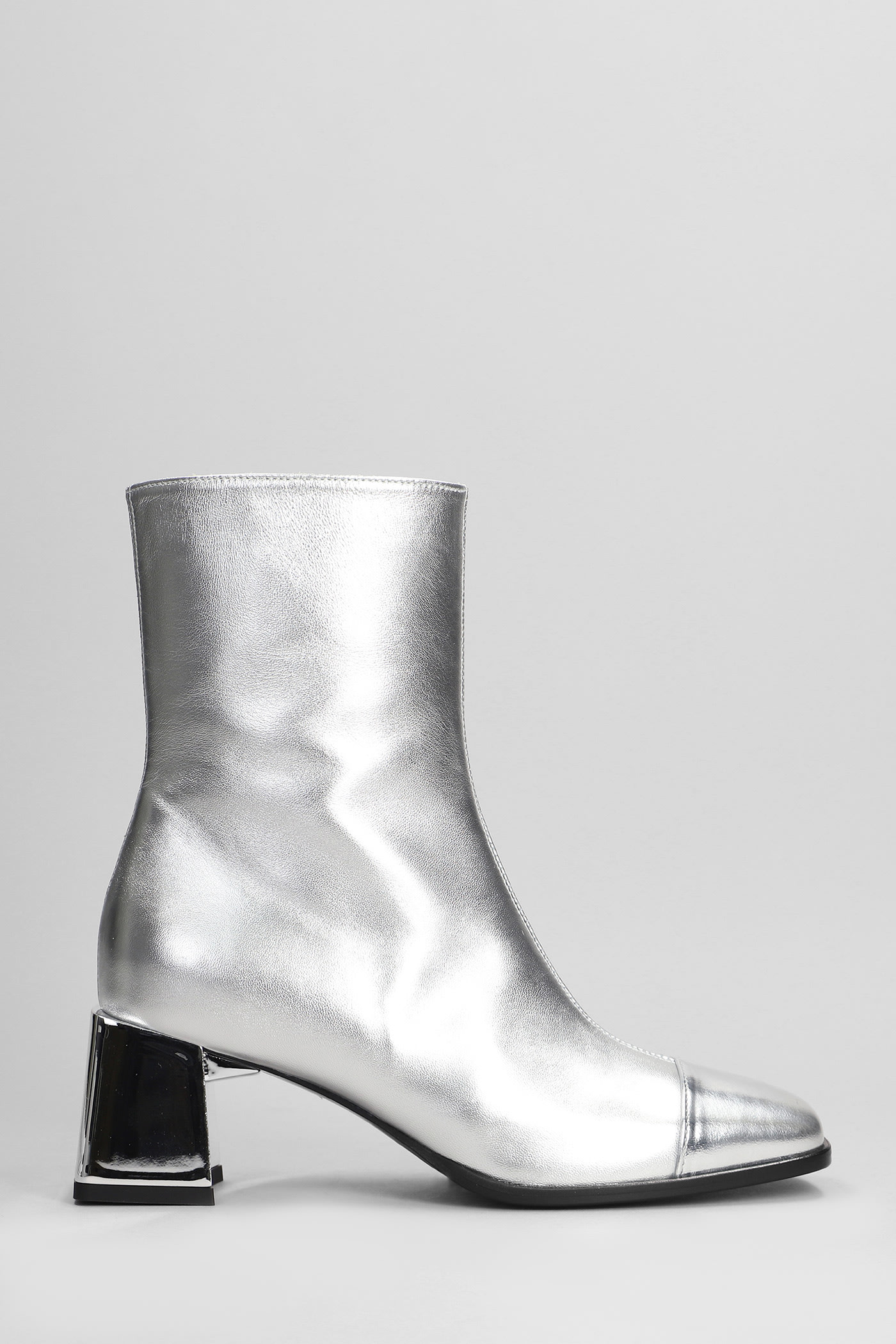 Shop Carel Odeon High Heels Ankle Boots In Silver Leather