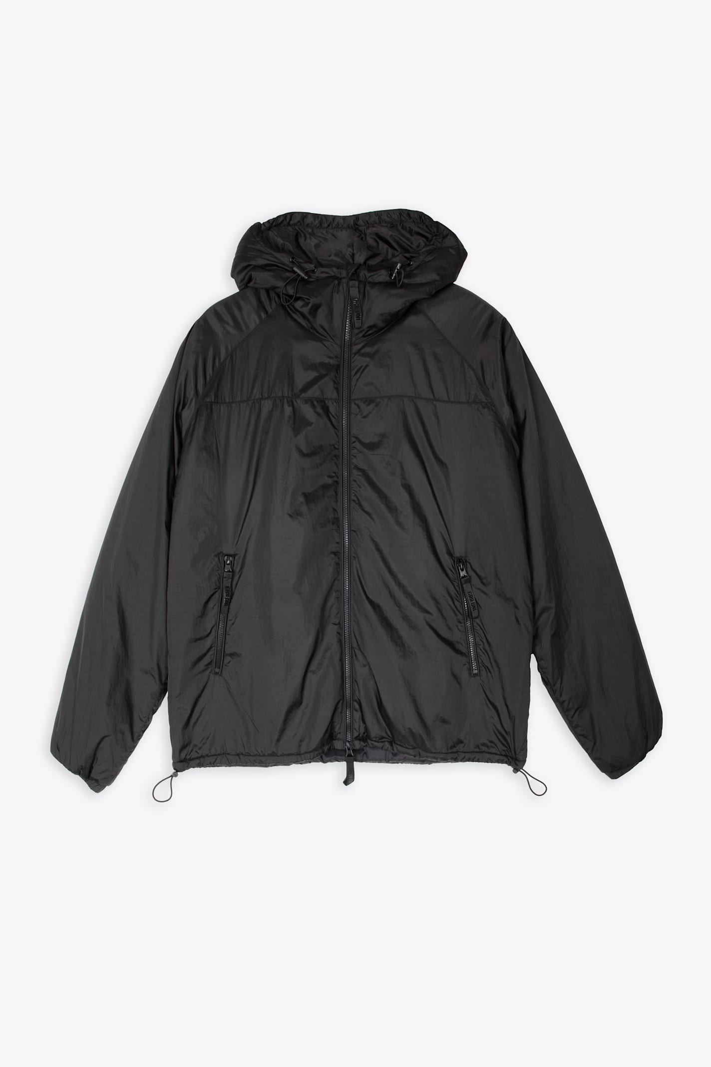 Giubbino Corto Ovatta Black nylon padded hooded jacket