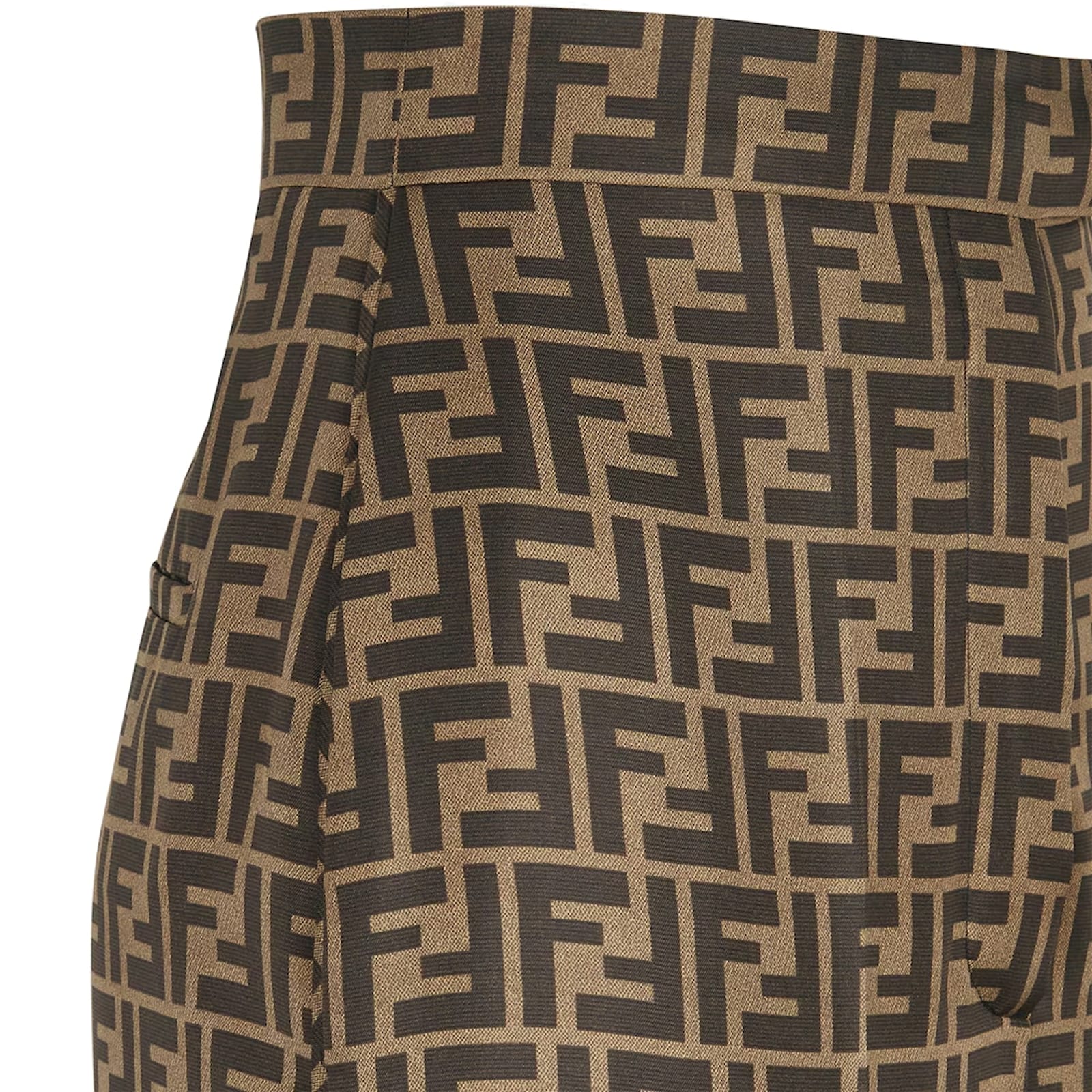 FENDI FF MONOGRAM SILK TROUSERS