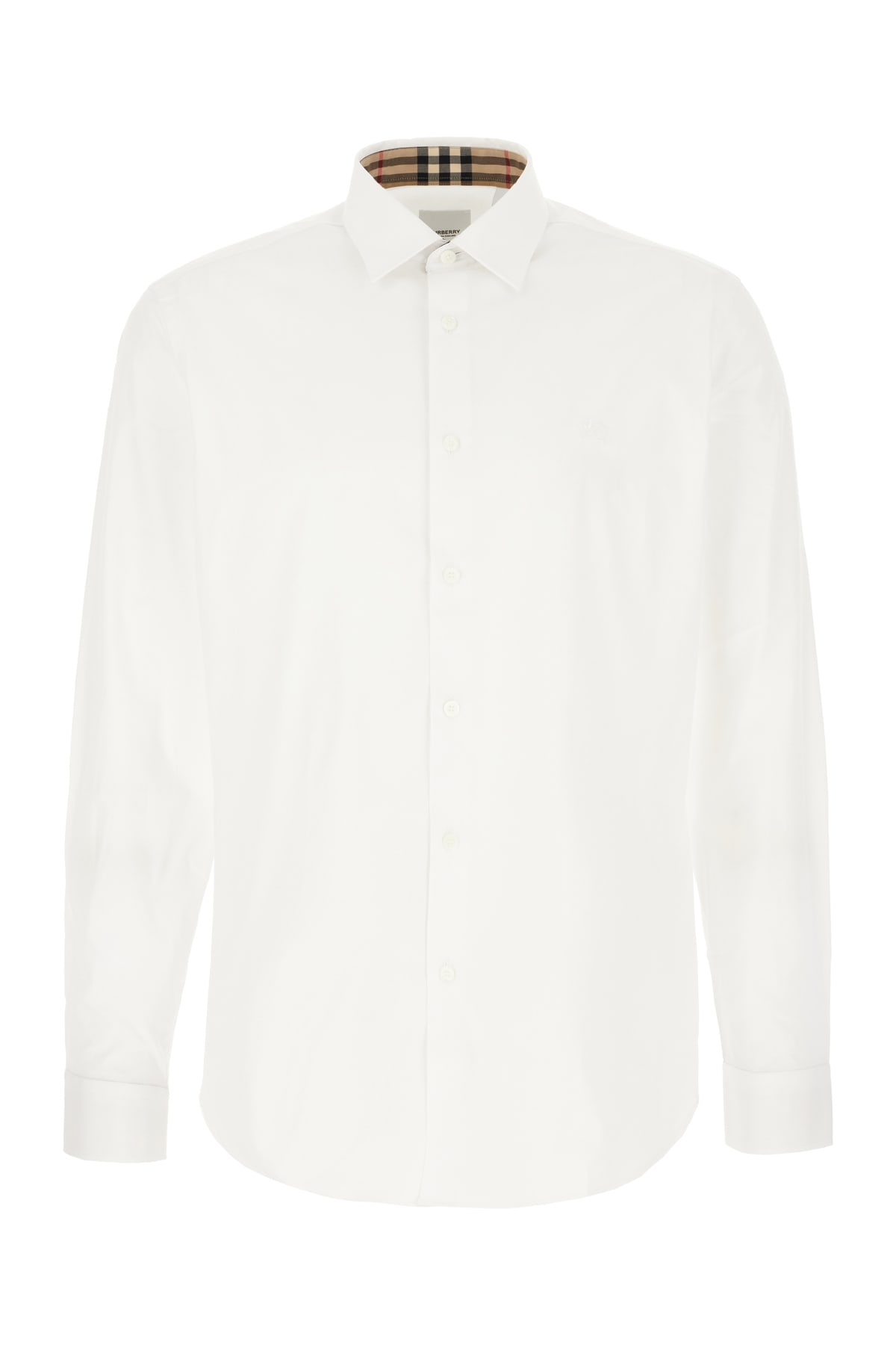 Shop Burberry White Stretch Cotton Shirt In A1464