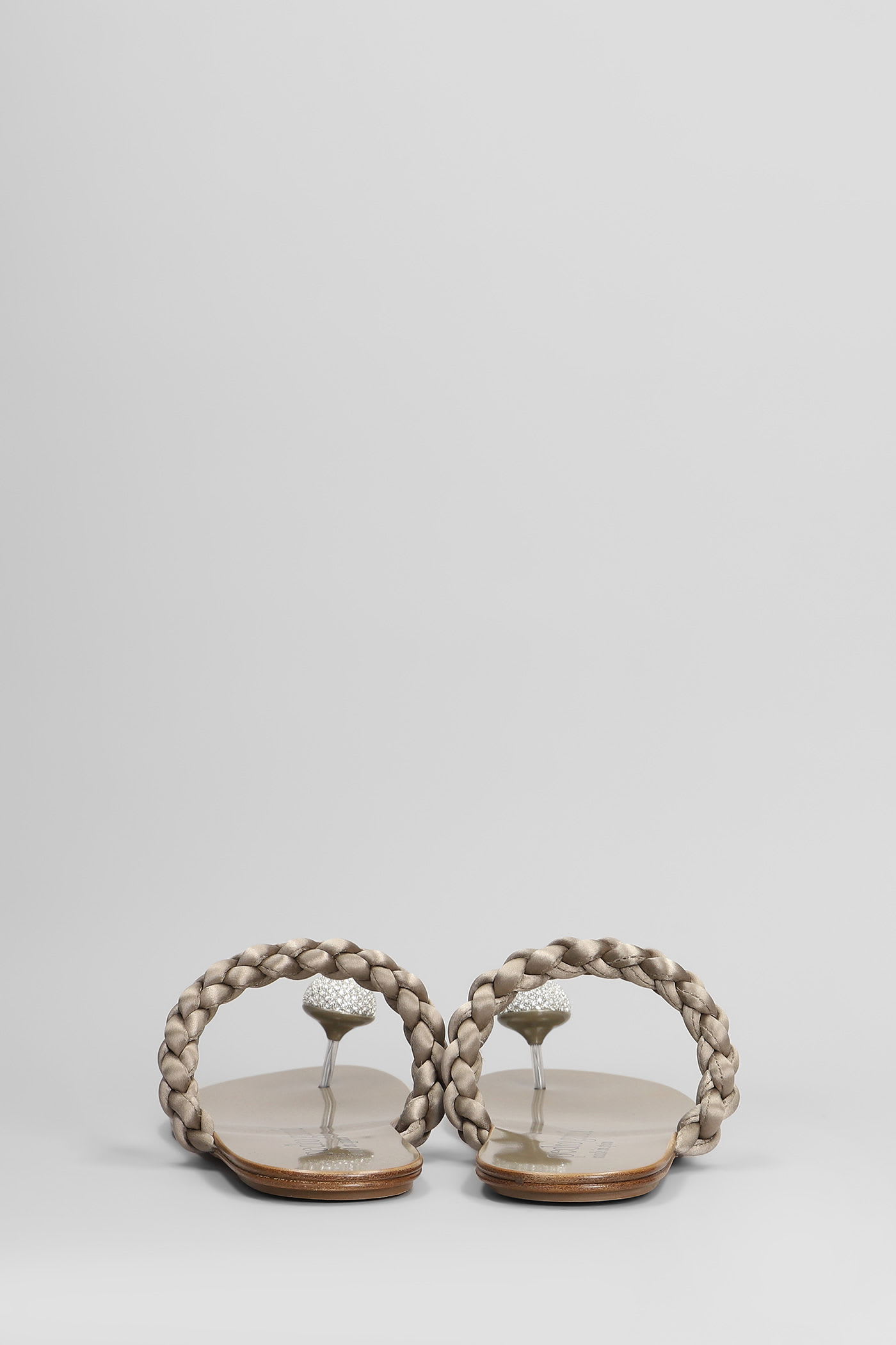 Pedro Garcia Pipa Flats In Silver Satin In Silver