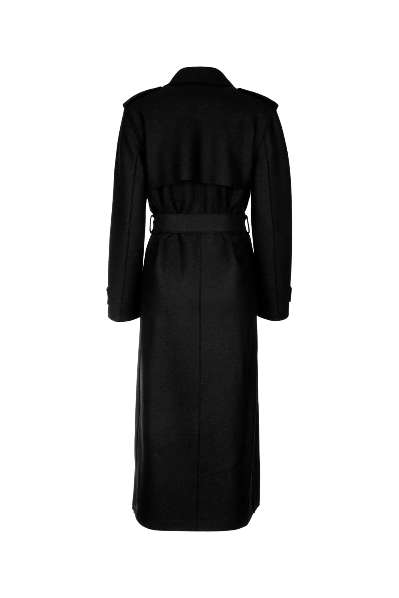 Harris Wharf London Women Long Trench Double Stitching Pressed Wool In Black