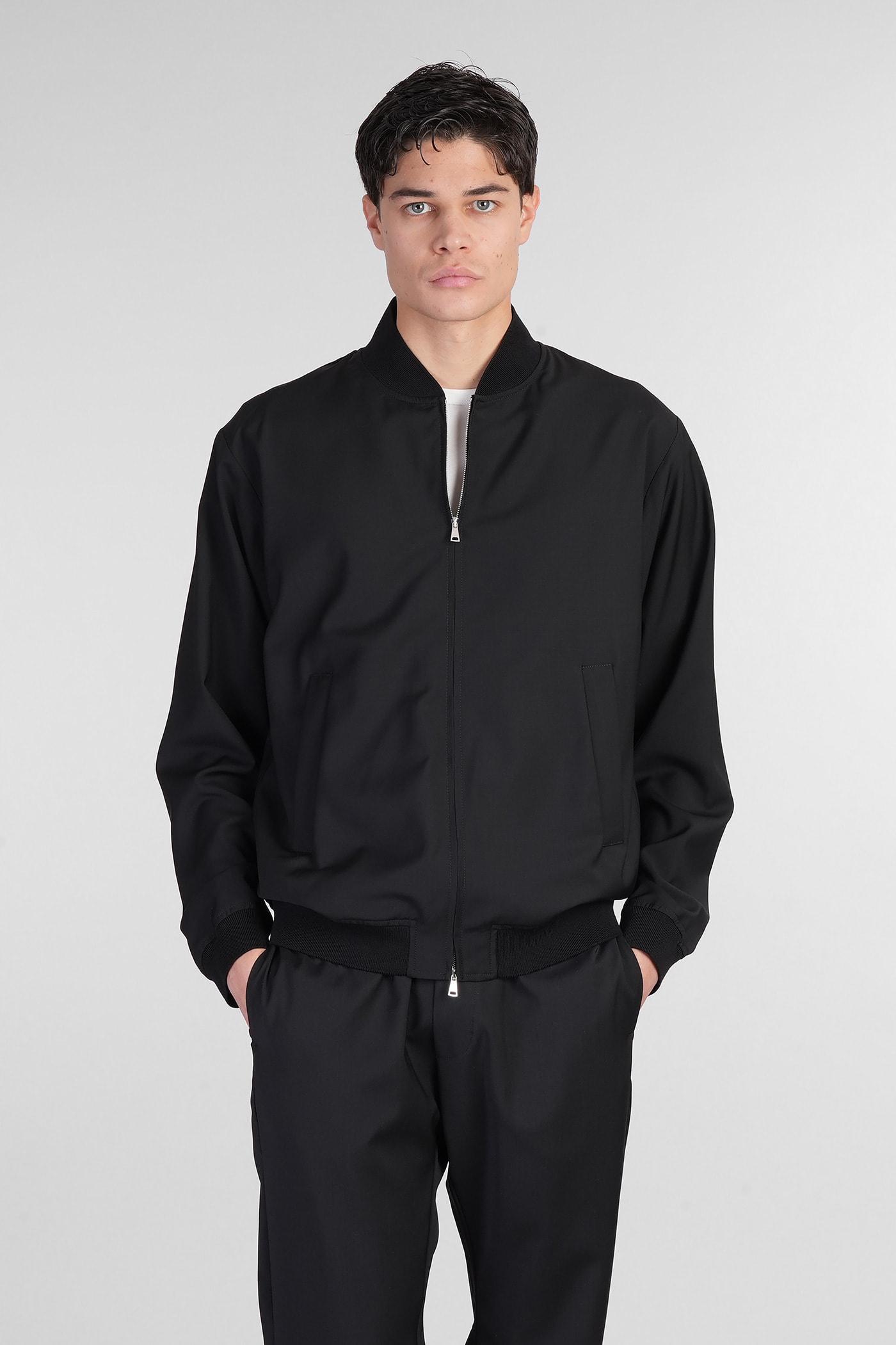 Blus Bomber In Black Wool